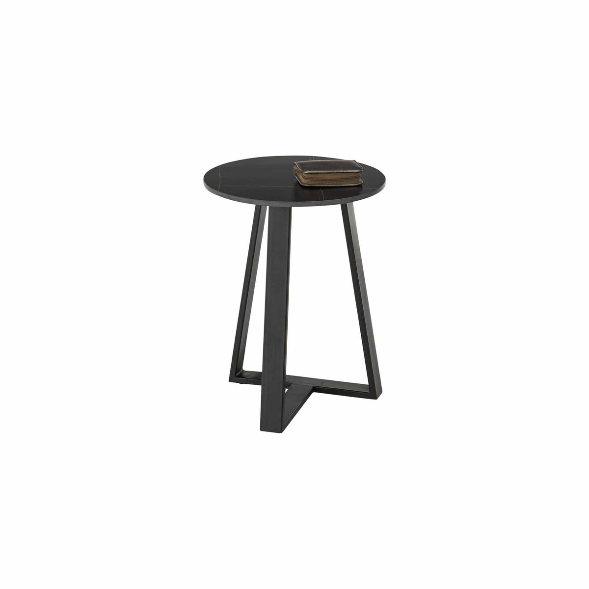 Masuta cafea Jason 2, negru cu efect de marmura, ceramica/metal, 40x50 cm