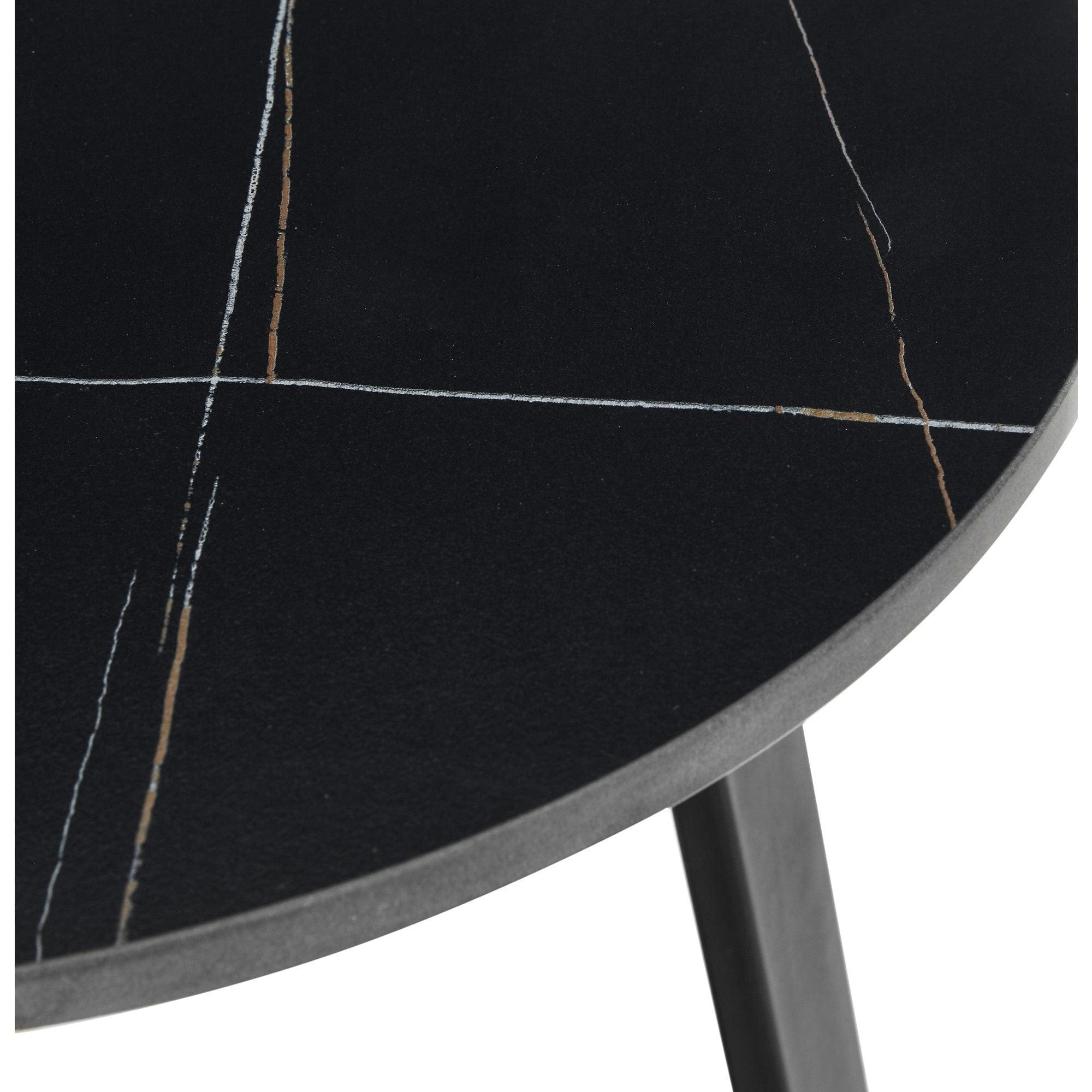 Masuta cafea Jason 2, negru cu efect de marmura, ceramica/metal, 40x50 cm