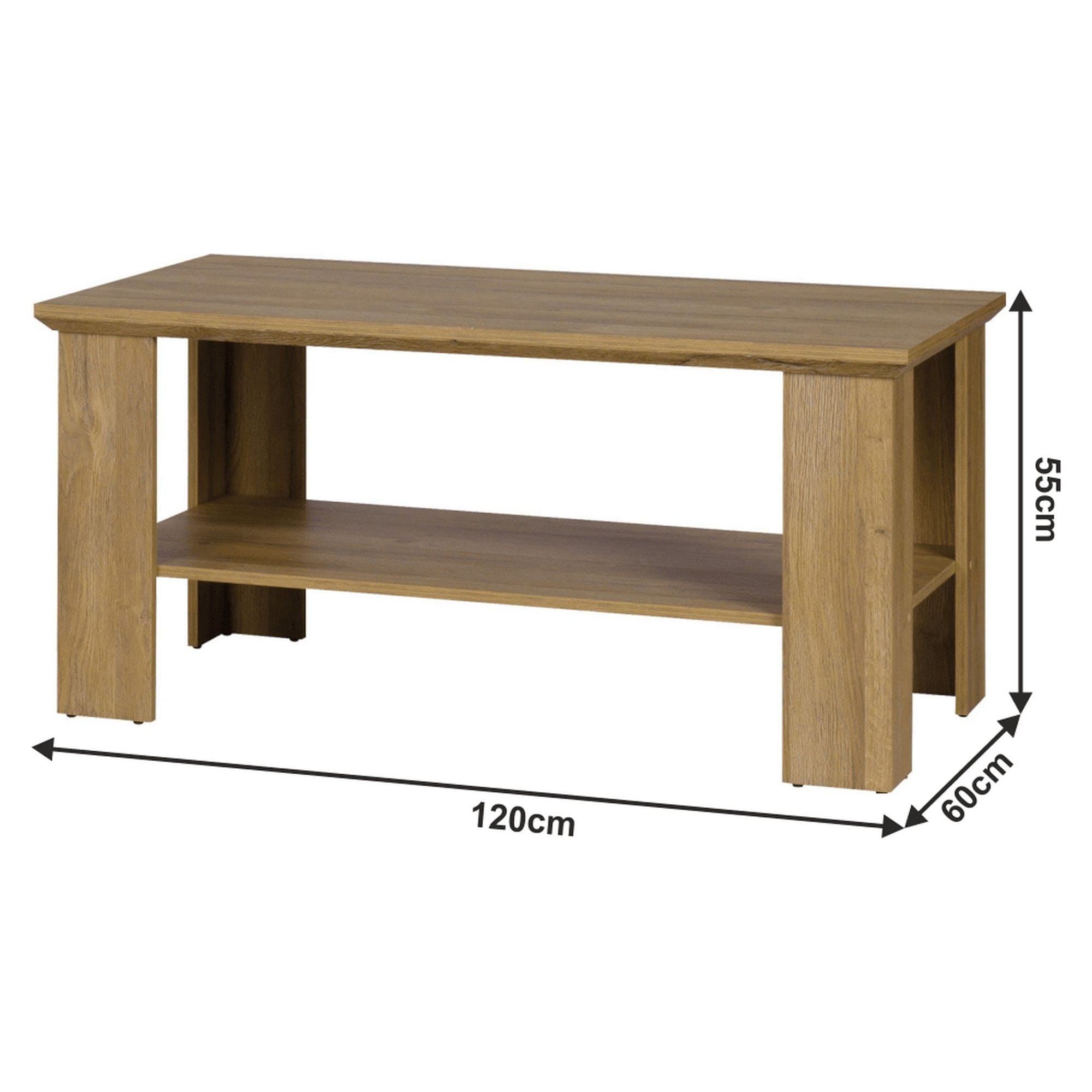 Masuta cafea LEON MZ17, stejar inchis, PAL laminat/muchii ABS, 120x60x55 cm