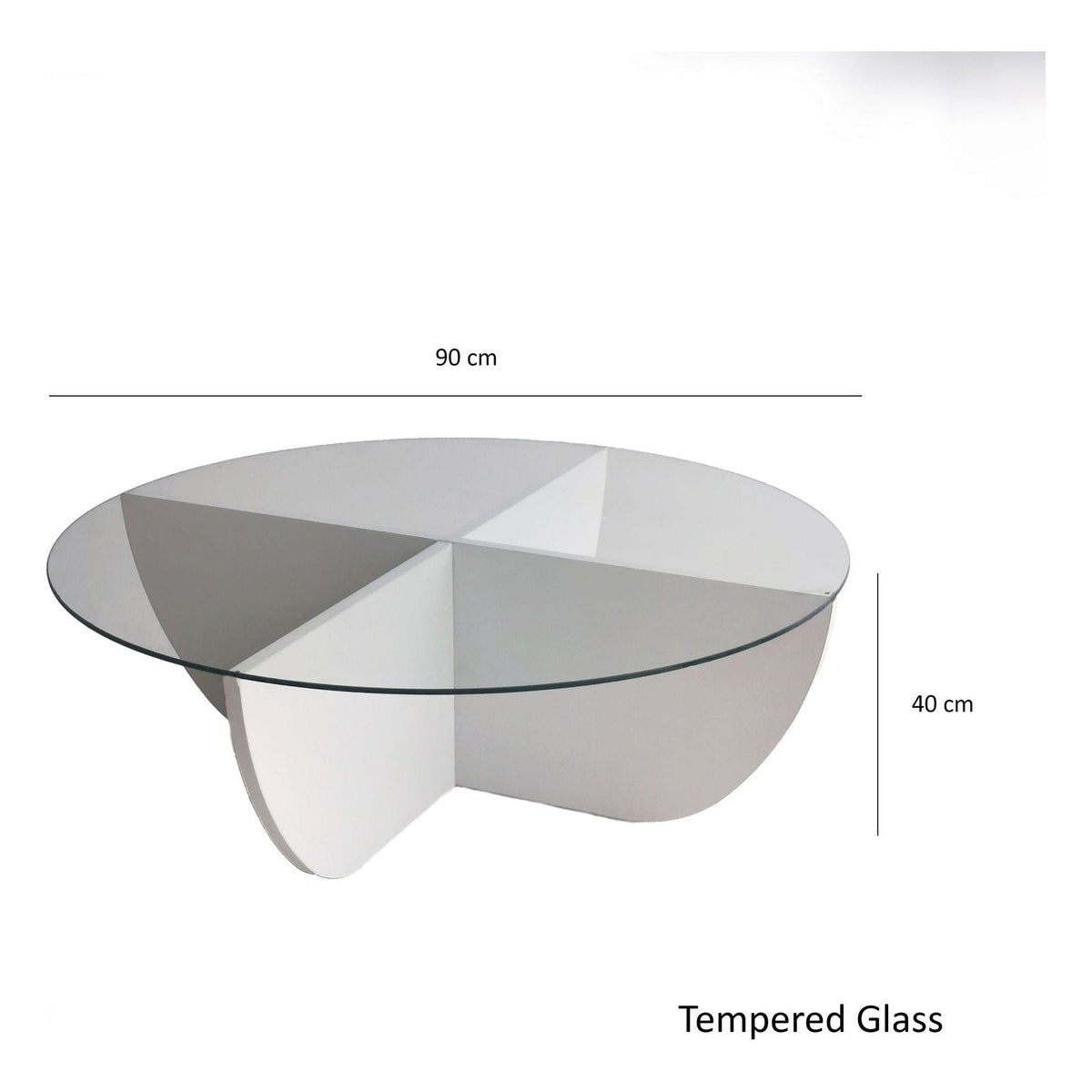 Masuta cafea Lily, alb, sticla/PAL, 90x90x30 cm