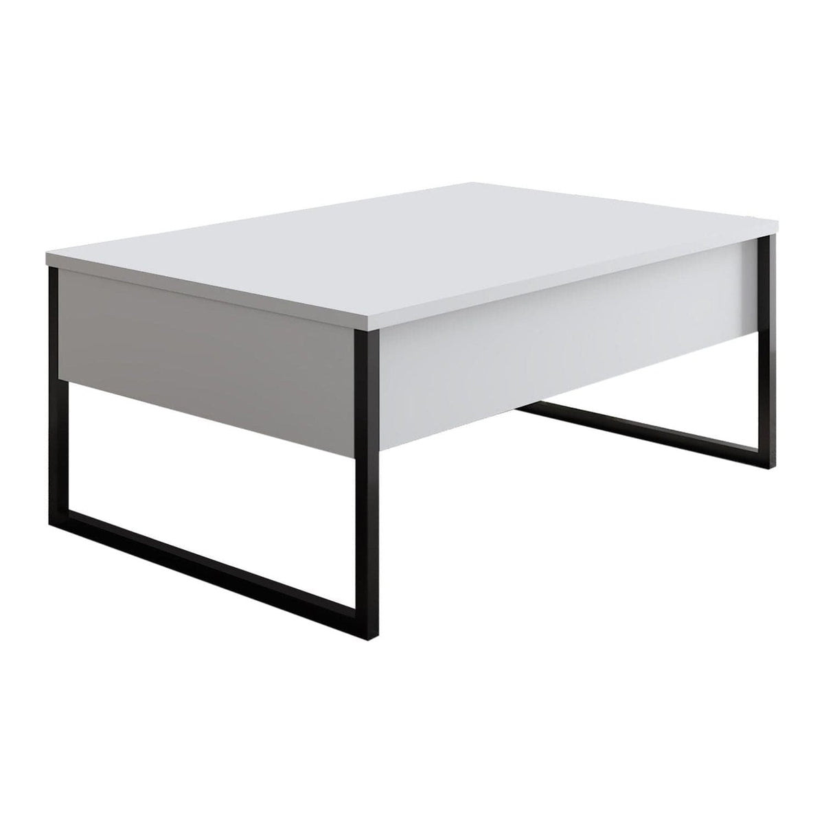 Masuta cafea Luxe, alb/negru, PAL/metal, 90x60x40 cm