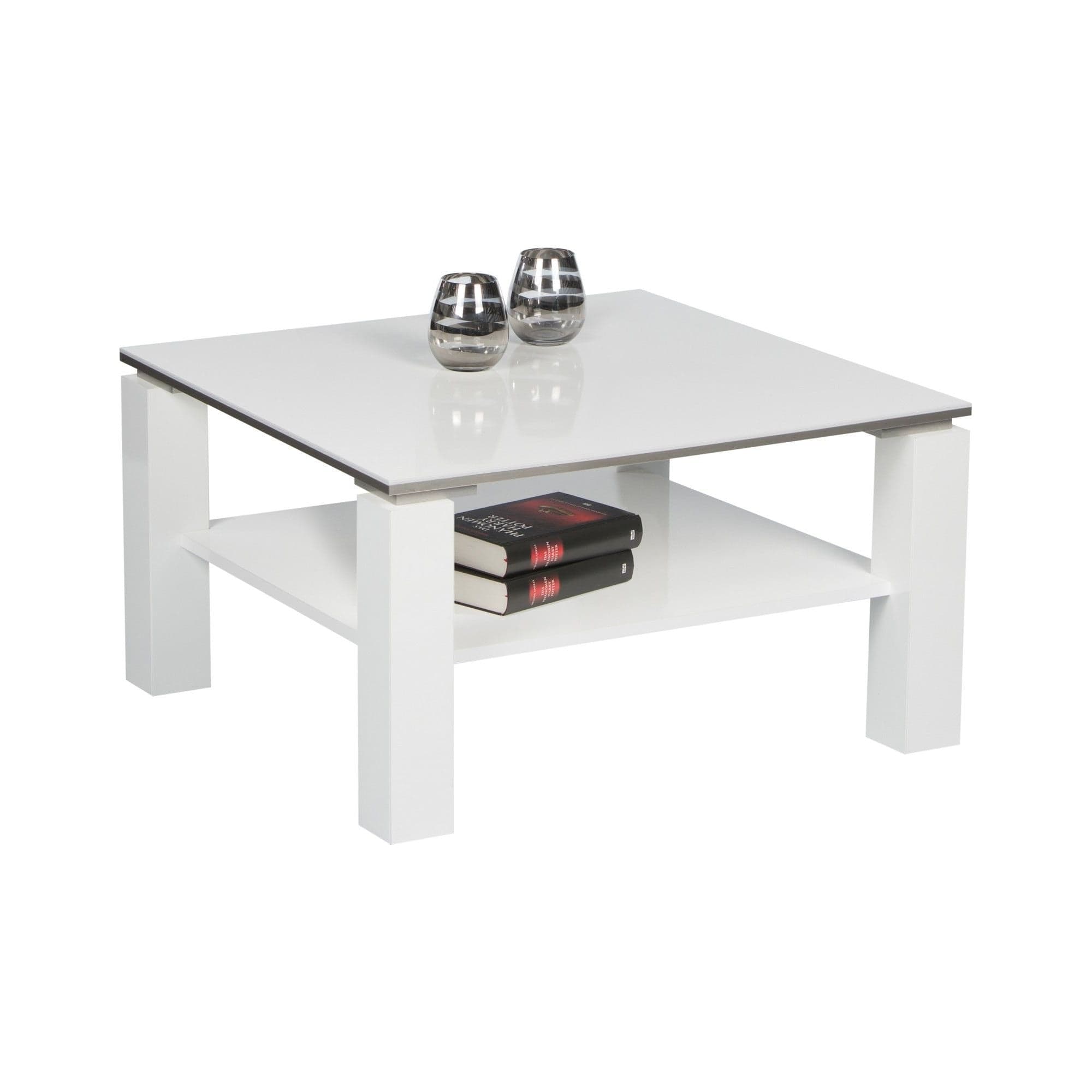 Masuta cafea Romy mini, alb lucios, PAL melaminat, 75x75x41 cm