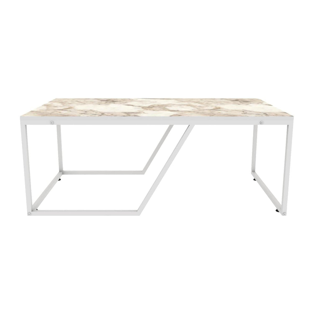 Masuta cafea Wendy, alb cu efect de marmura, PAL melaminat, 120x60x48 cm