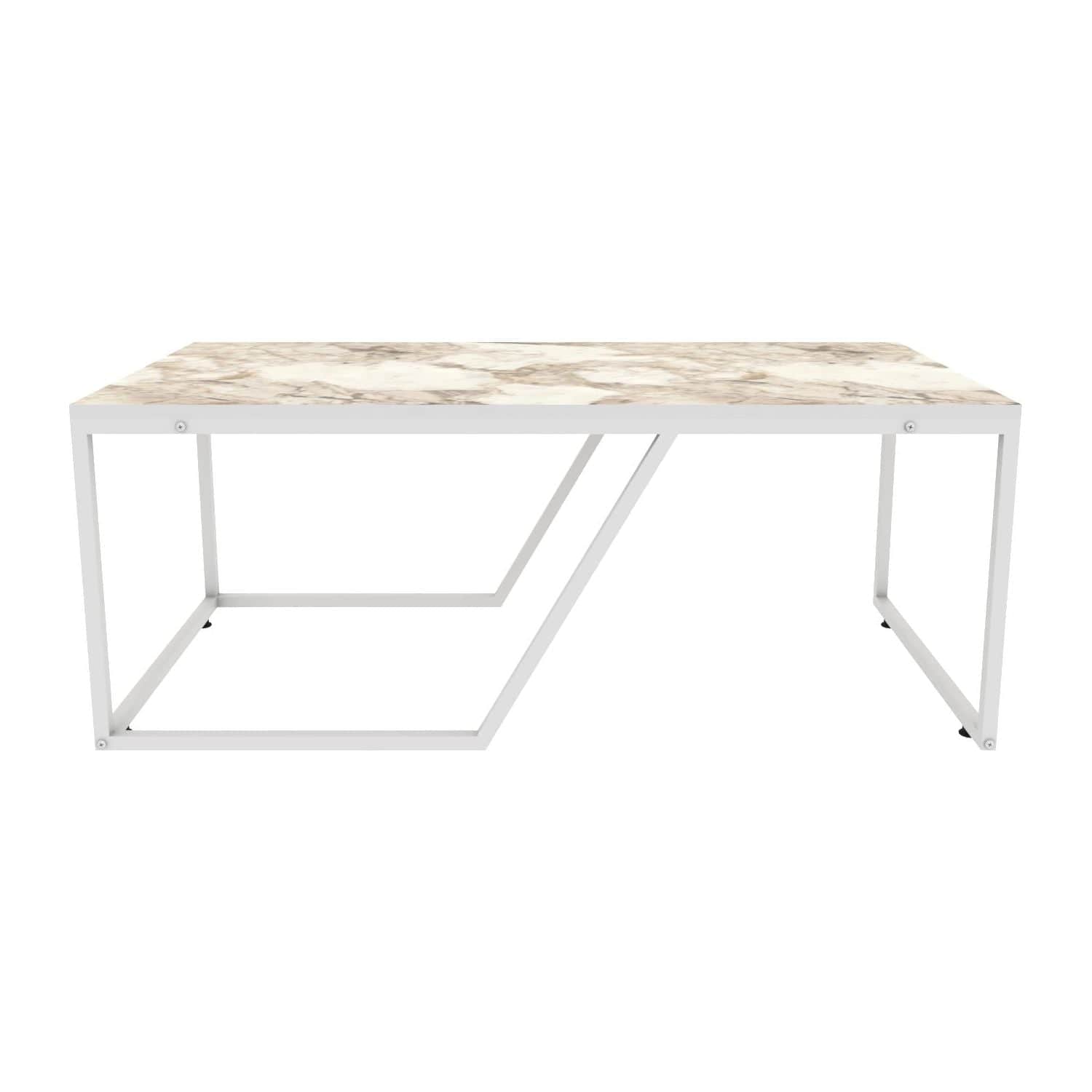 Masuta cafea Wendy, alb cu efect de marmura, PAL melaminat, 120x60x48 cm