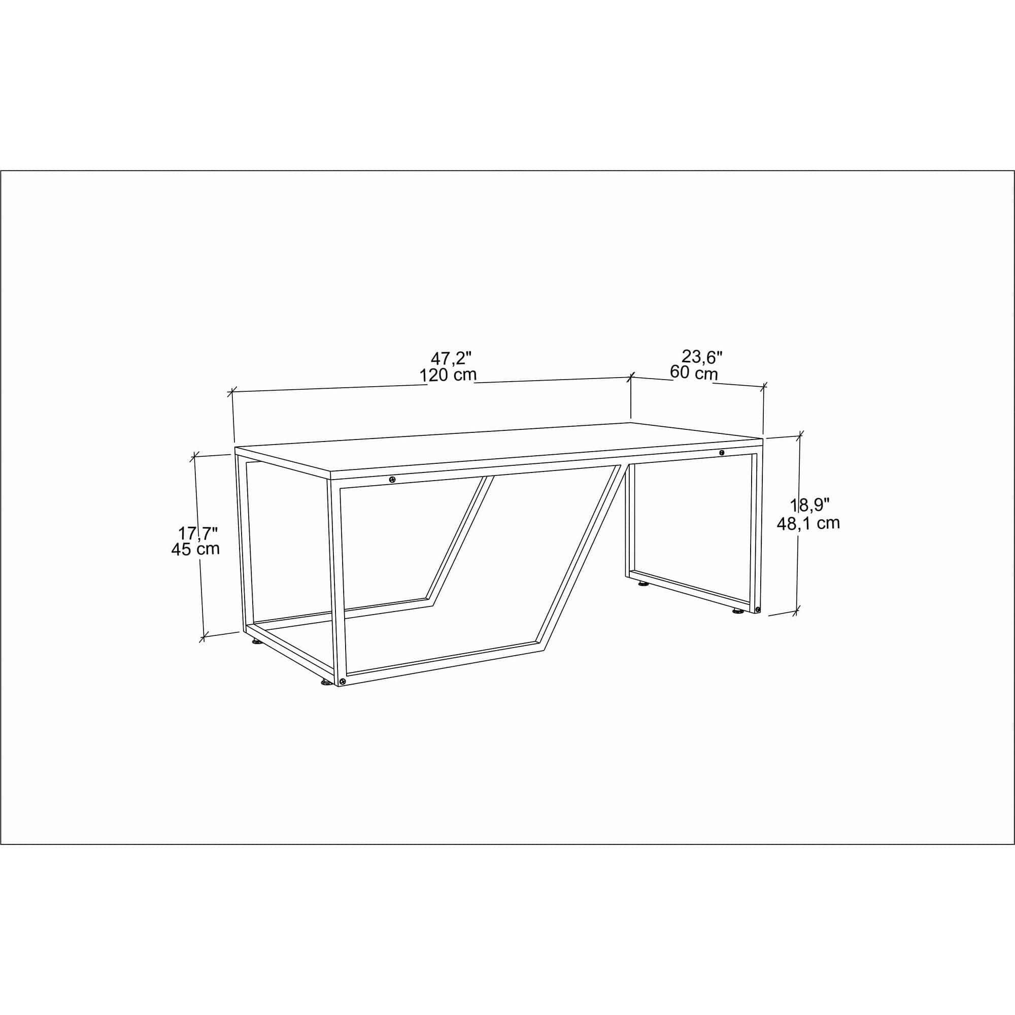 Masuta cafea Wendy, negru cu efect de marmura, PAL melaminat, 120x60x48 cm