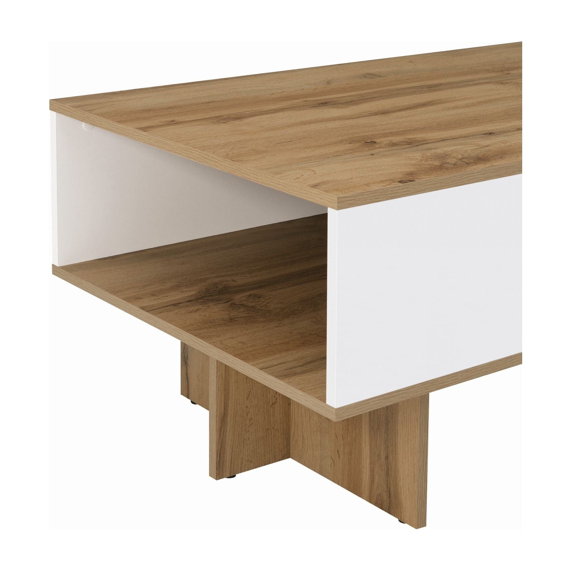 Masuta cafea Zele, stejar wotan/alb, PAL, 120X60X46 cm