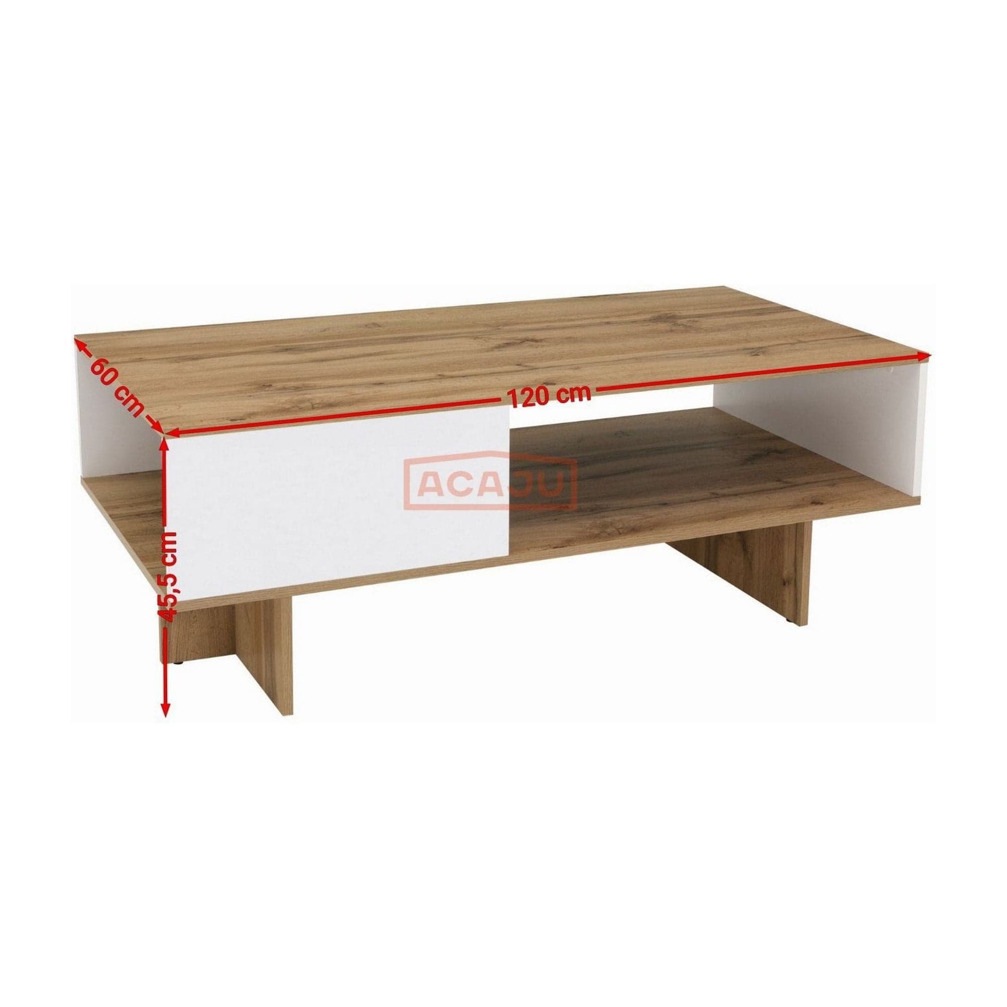 Masuta cafea Zele, stejar wotan/alb, PAL, 120X60X46 cm