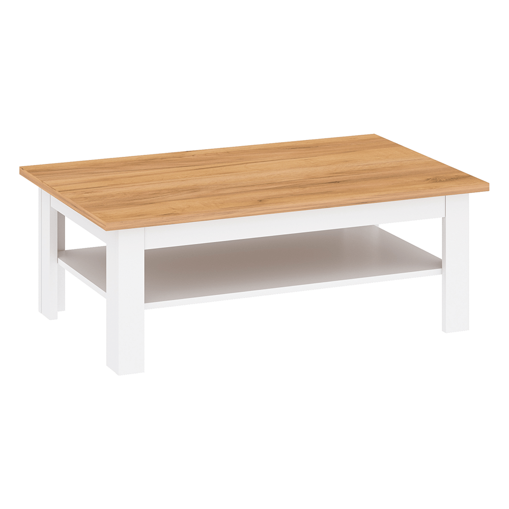 Masuta de cafea LANZETTE T, stejar craft auriu/alb, DTD laminat, 110x70x41 cm