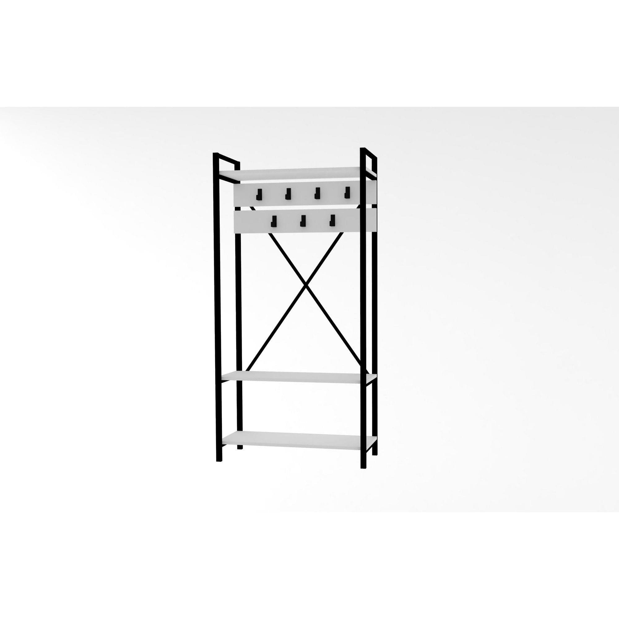 Mobilier hol ALFA, alb/negru, PAL melaminat, 90x34x180 cm