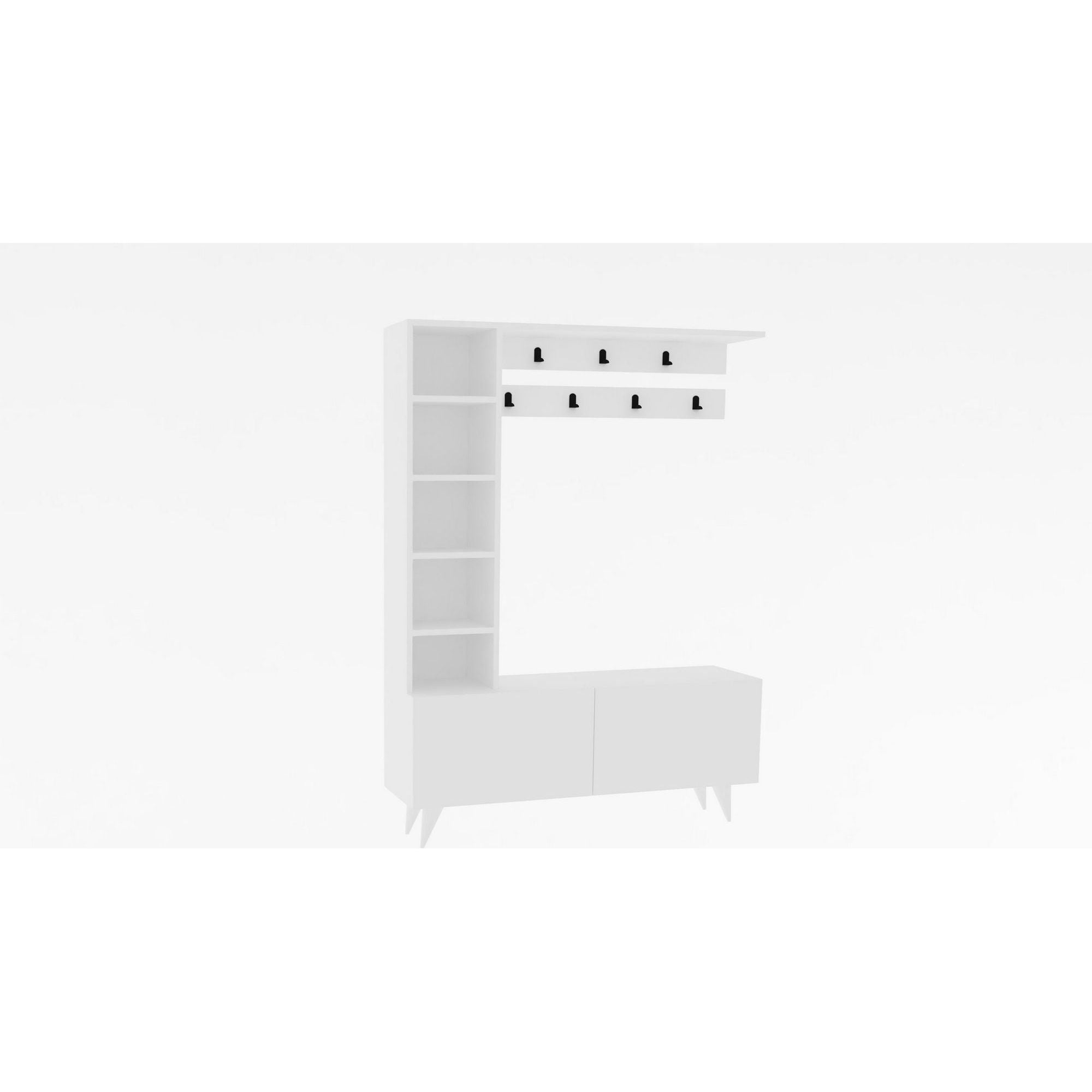 Mobilier hol BAHAR, alb, PAL melaminat, 120x32x162 cm