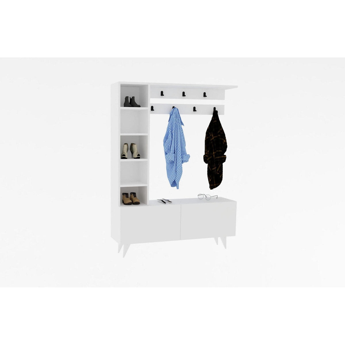 Mobilier hol BAHAR, alb, PAL melaminat, 120x32x162 cm