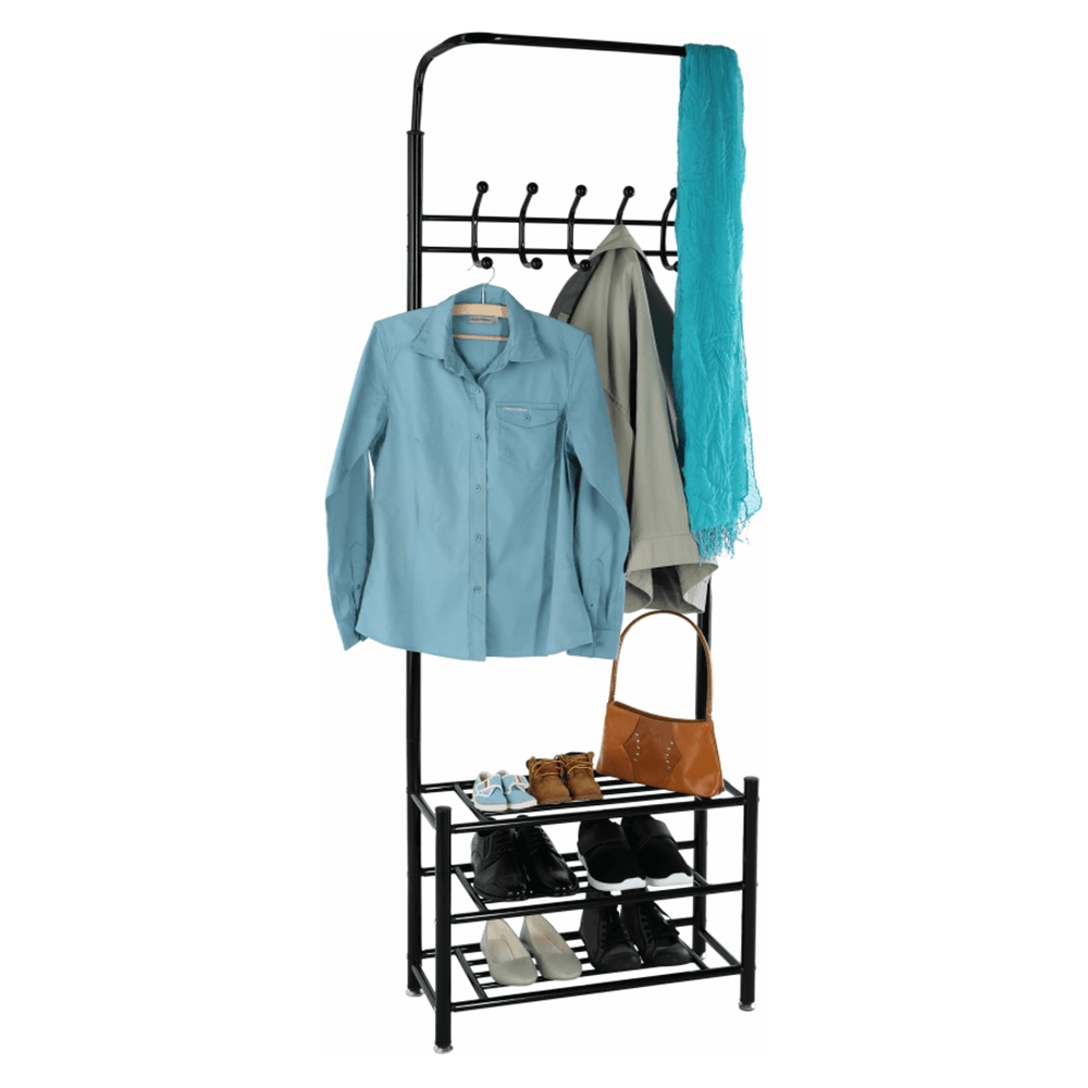 Mobilier hol BARNUM, negru, metal, 66x30x190 cm