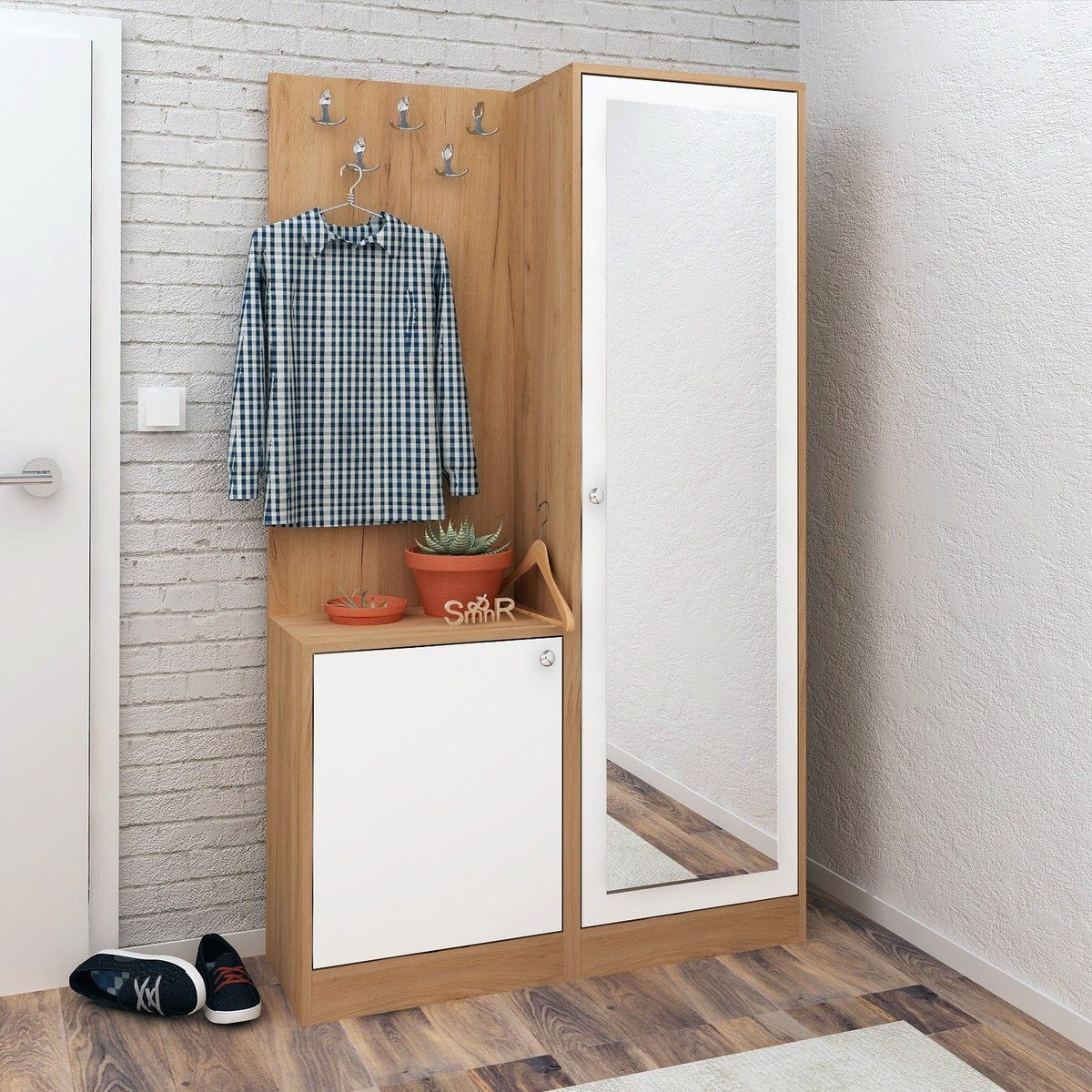 Mobilier hol BROC, stejar, PAL melaminat, 100x35x180 cm
