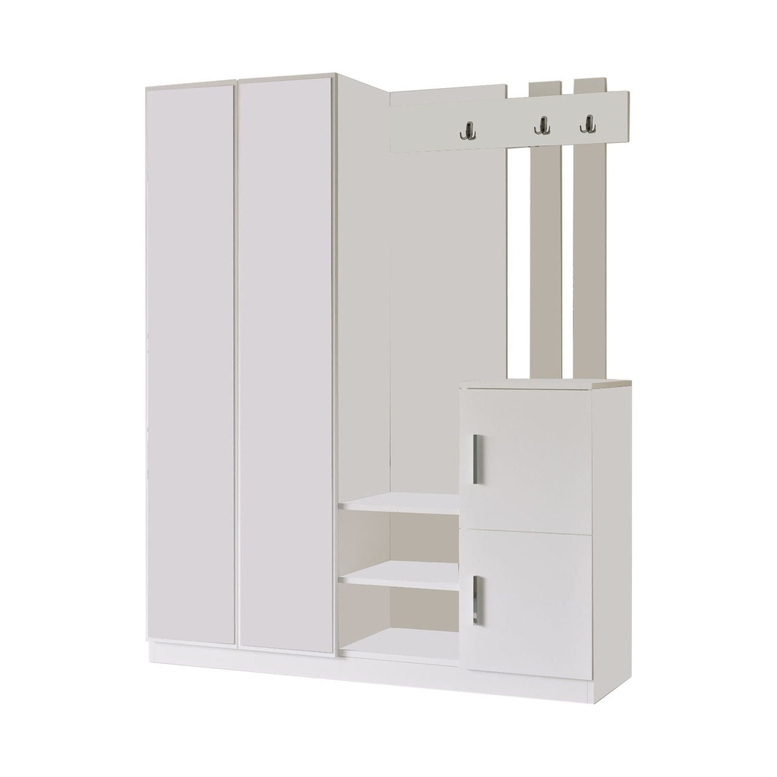 Mobilier hol DD8-W, alb, PAL melaminat, 147x38x180 cm