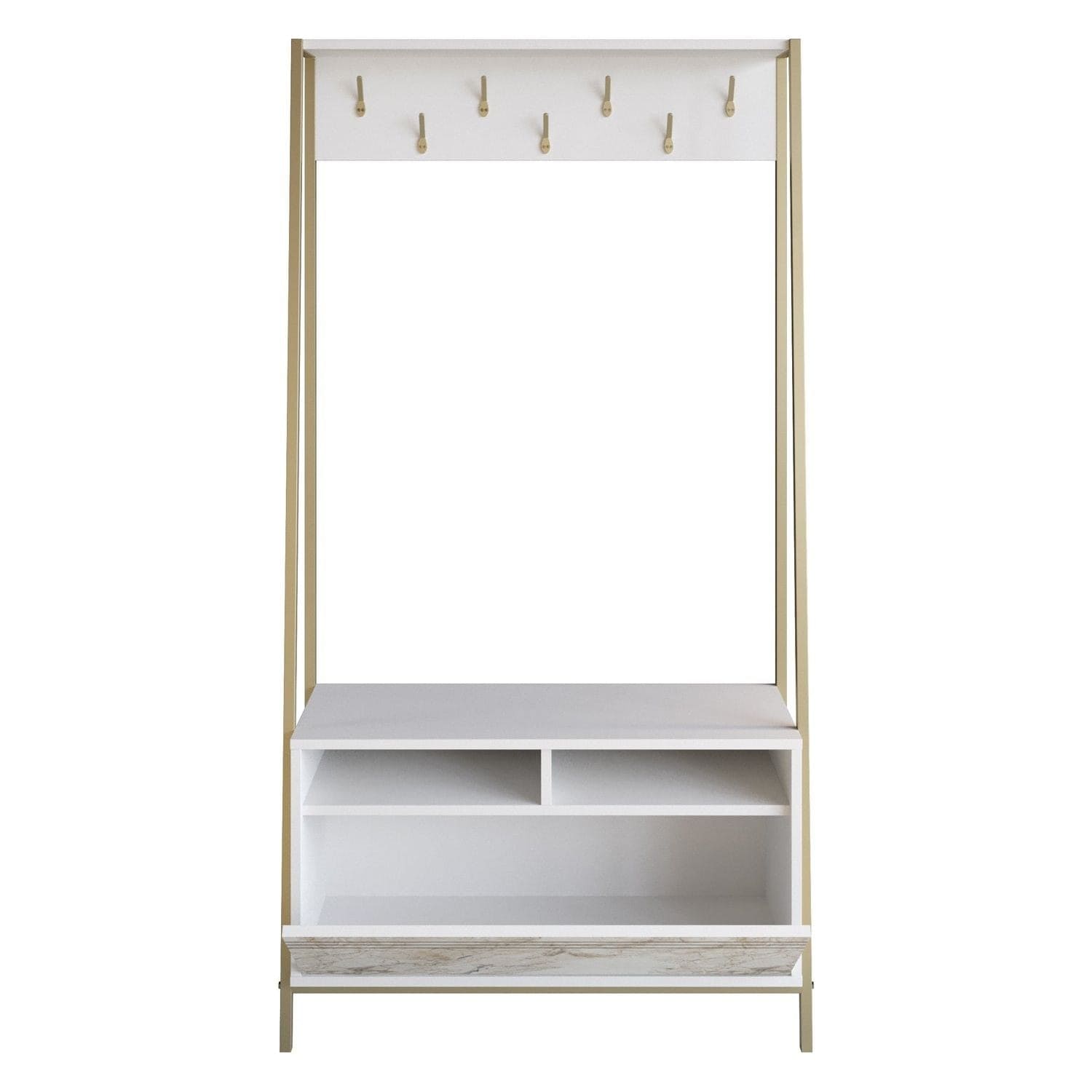 Mobilier hol DEVIN, alb, PAL melaminat/metal, 94x35x180 cm