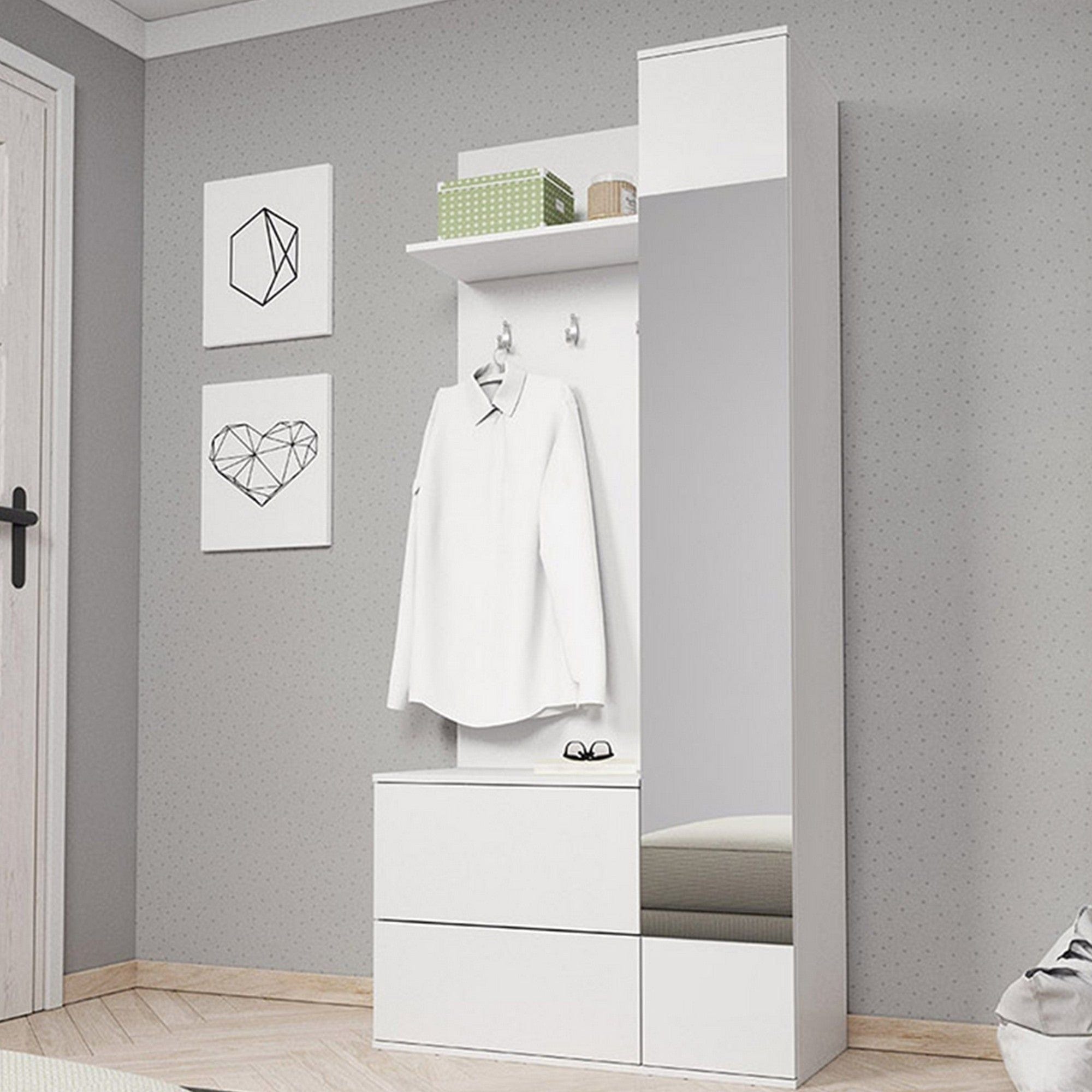 Mobilier hol GADIS, alb, PAL melaminat, 90x34x195 cm