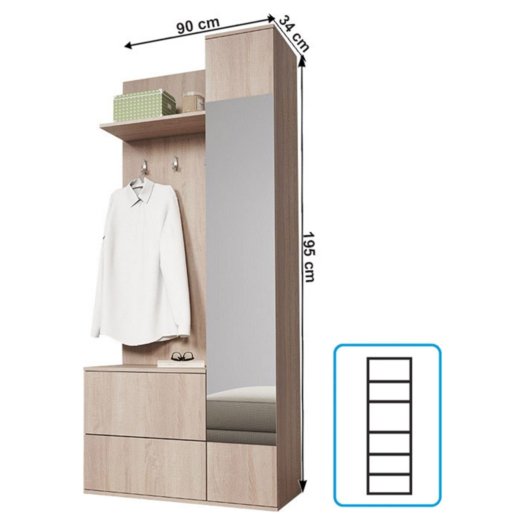 Mobilier hol GADIS, stejar sonoma, PAL melaminat, 90x34x195 cm