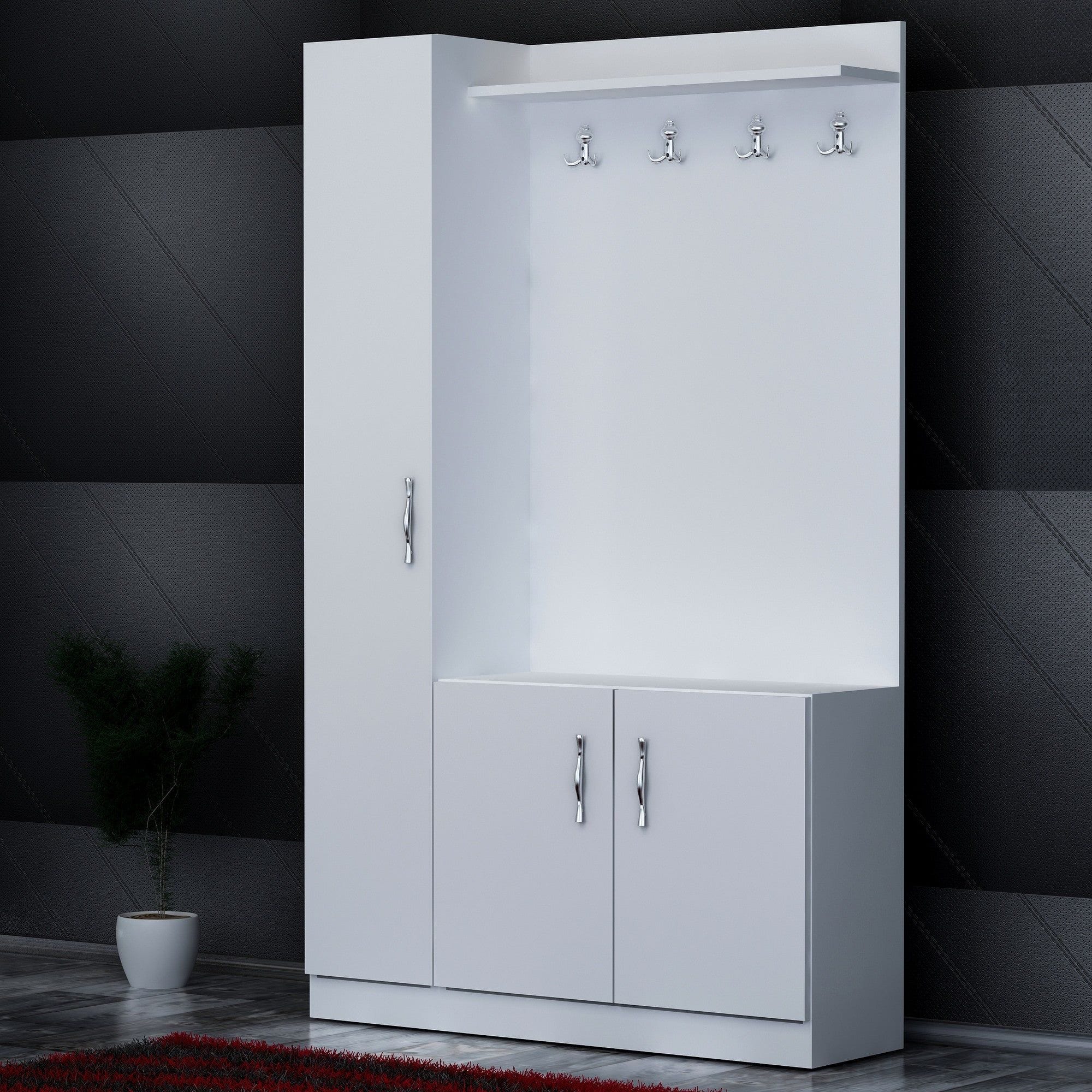 Mobilier hol NATUREL, alb, PAL melaminat, 110x32x180 cm