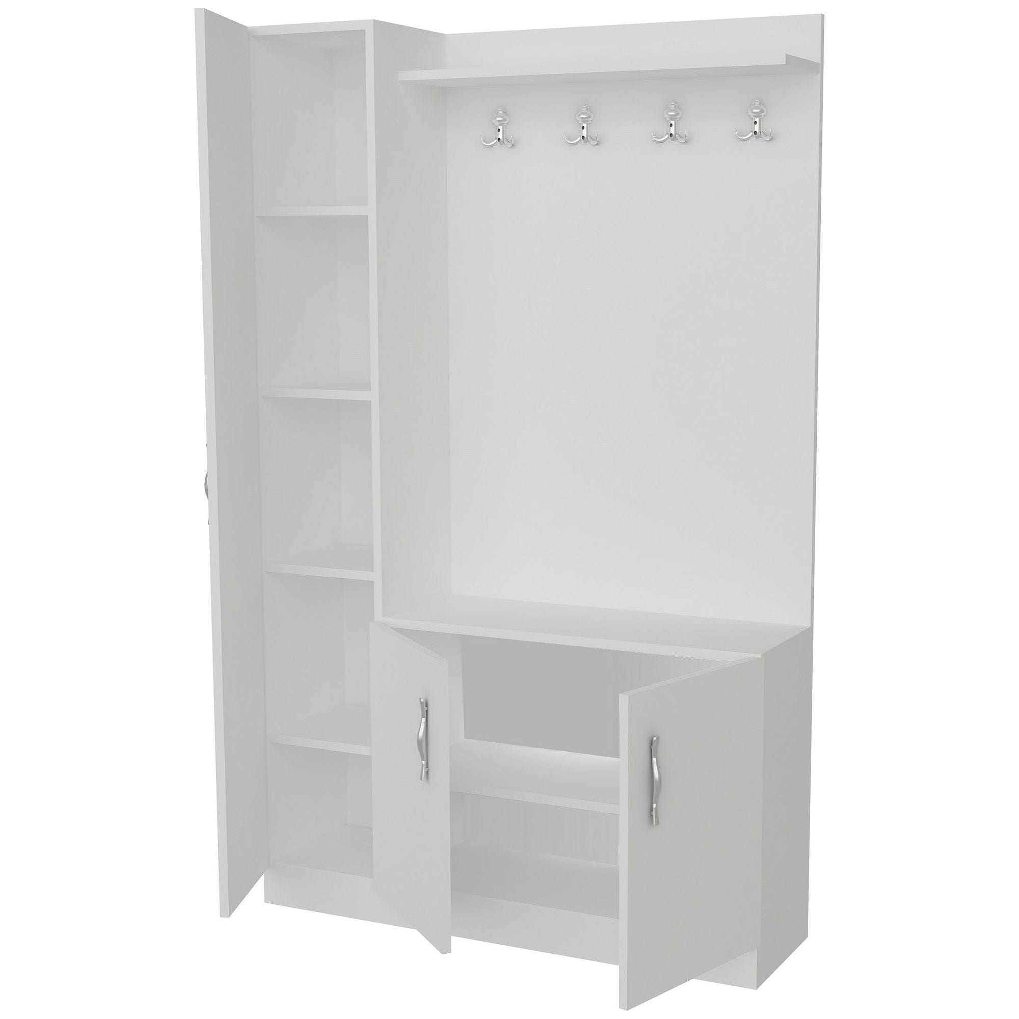 Mobilier hol NATUREL, alb, PAL melaminat, 110x32x180 cm