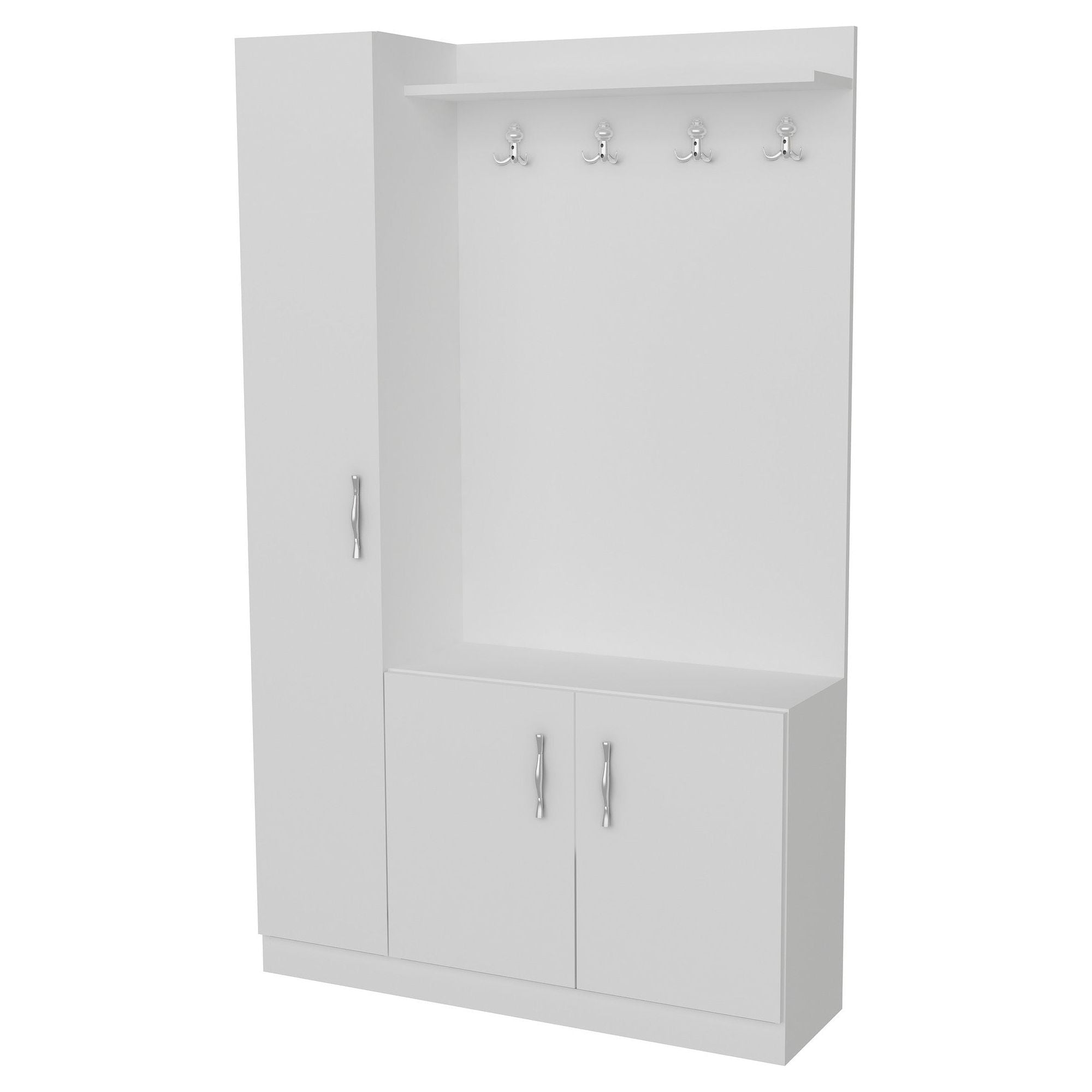 Mobilier hol NATUREL, alb, PAL melaminat, 110x32x180 cm