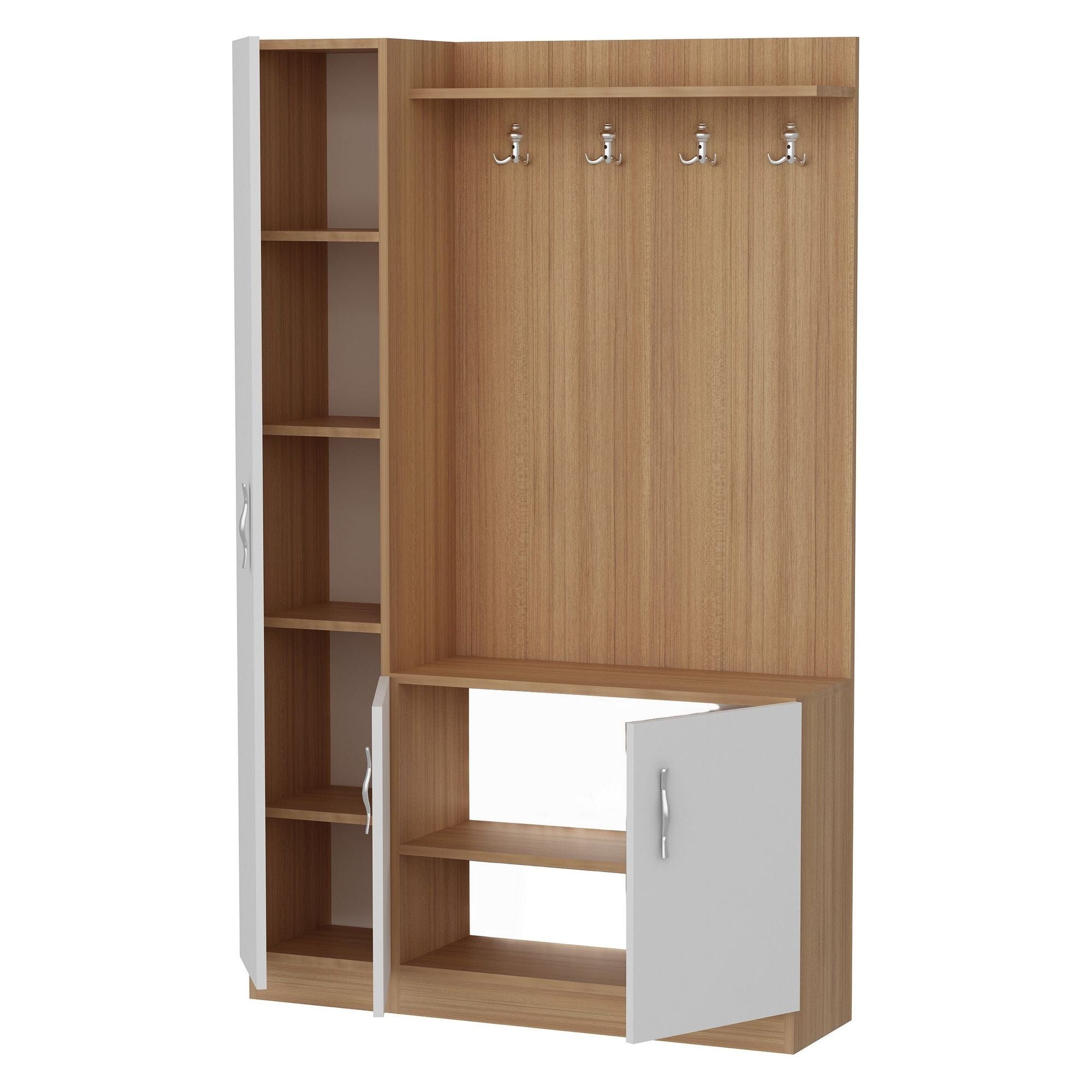 Mobilier hol NATUREL, alb/stejar, PAL melaminat, 110x32x180 cm