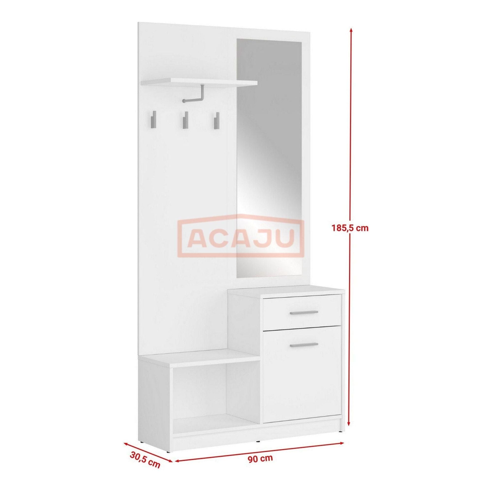 Mobilier hol NEPO PLUS, alb, PAL laminat, 90x31x186 cm
