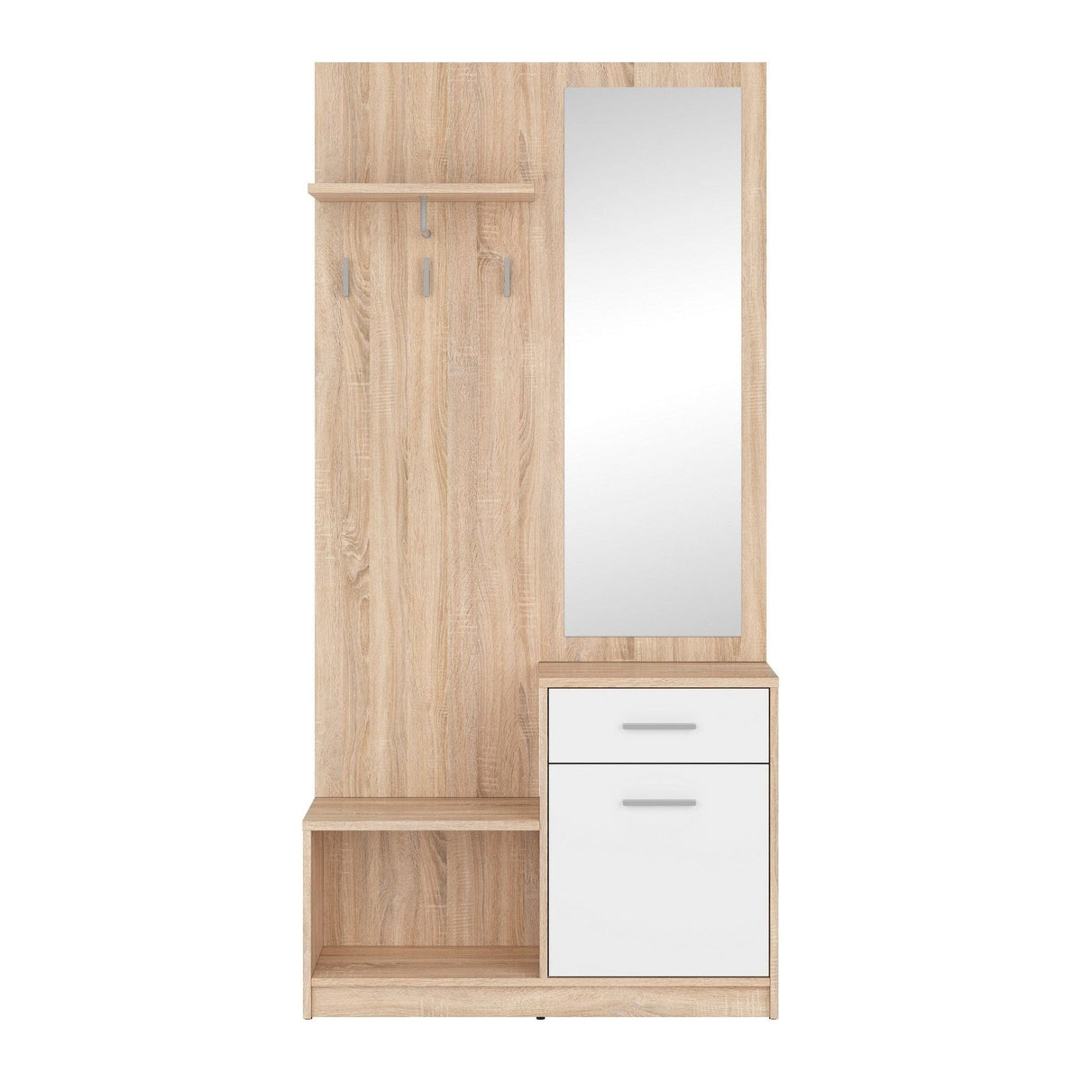 Mobilier hol NEPO PLUS, stejar sonoma/alb, PAL laminat, 90x31x186 cm