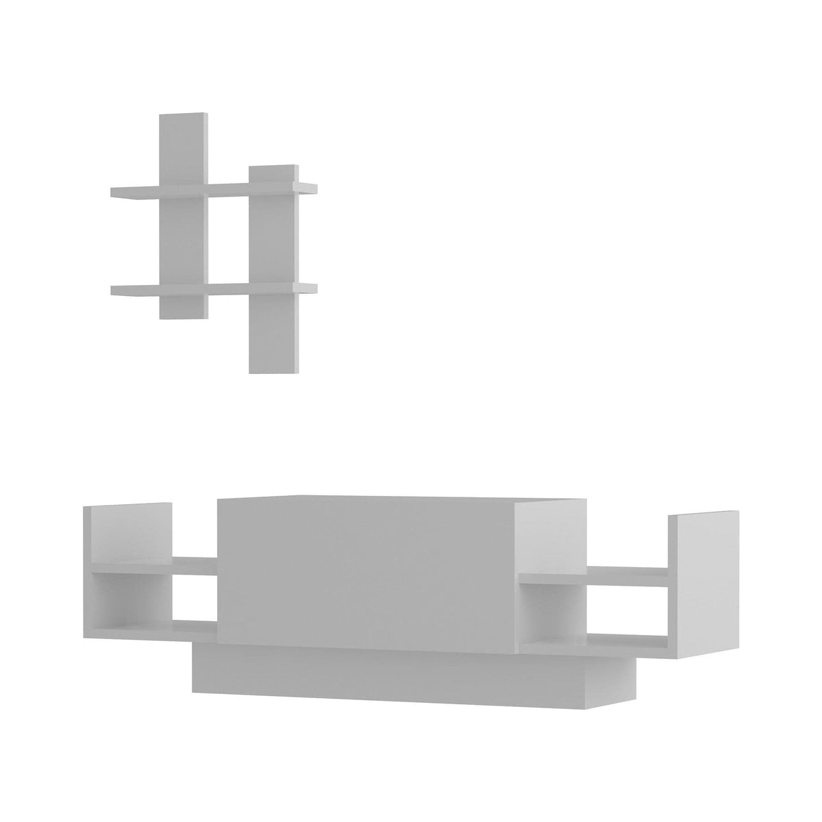 Mobilier living BAHAR, alb, PAL melaminat, 2 piese