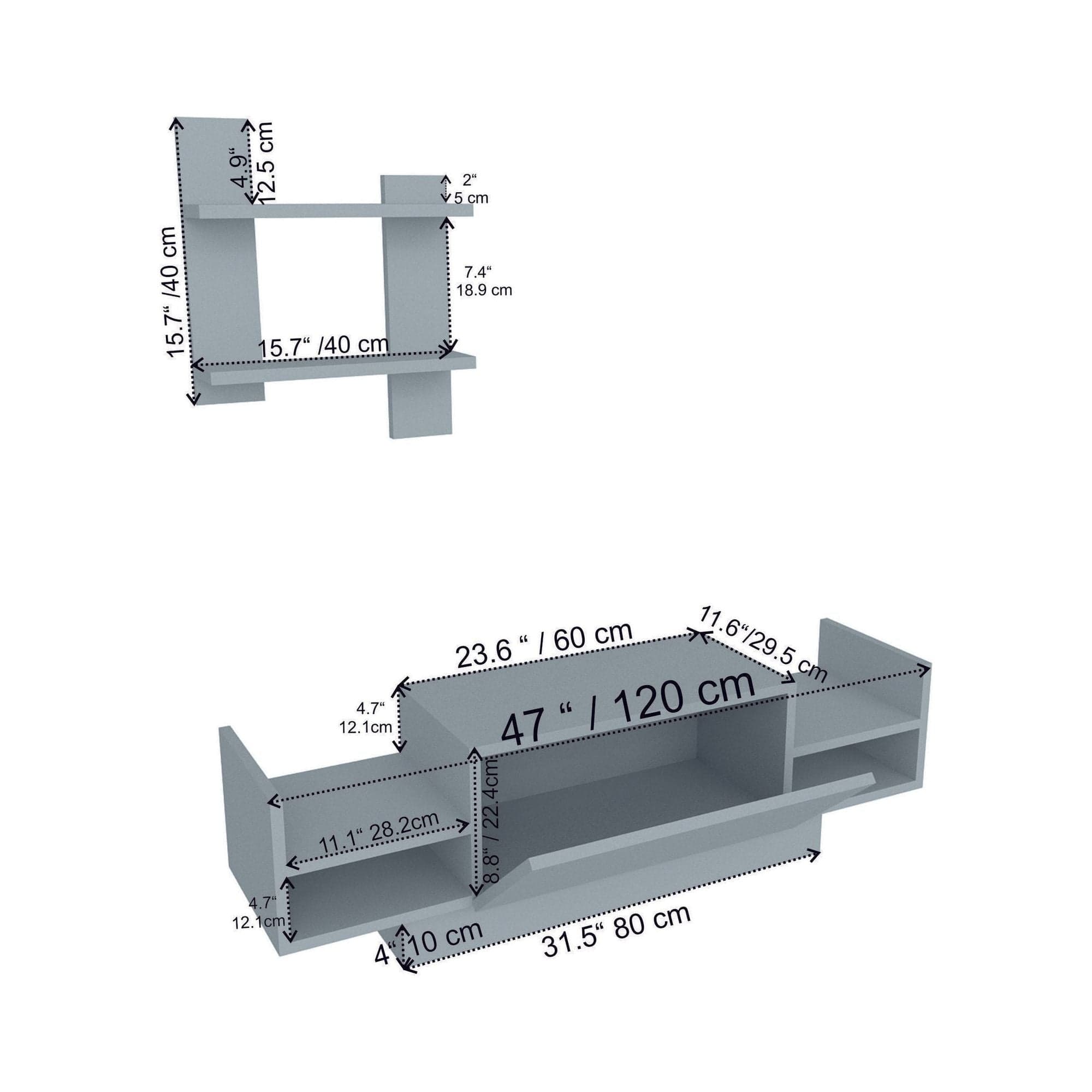 Mobilier living BAHAR, alb, PAL melaminat, 2 piese