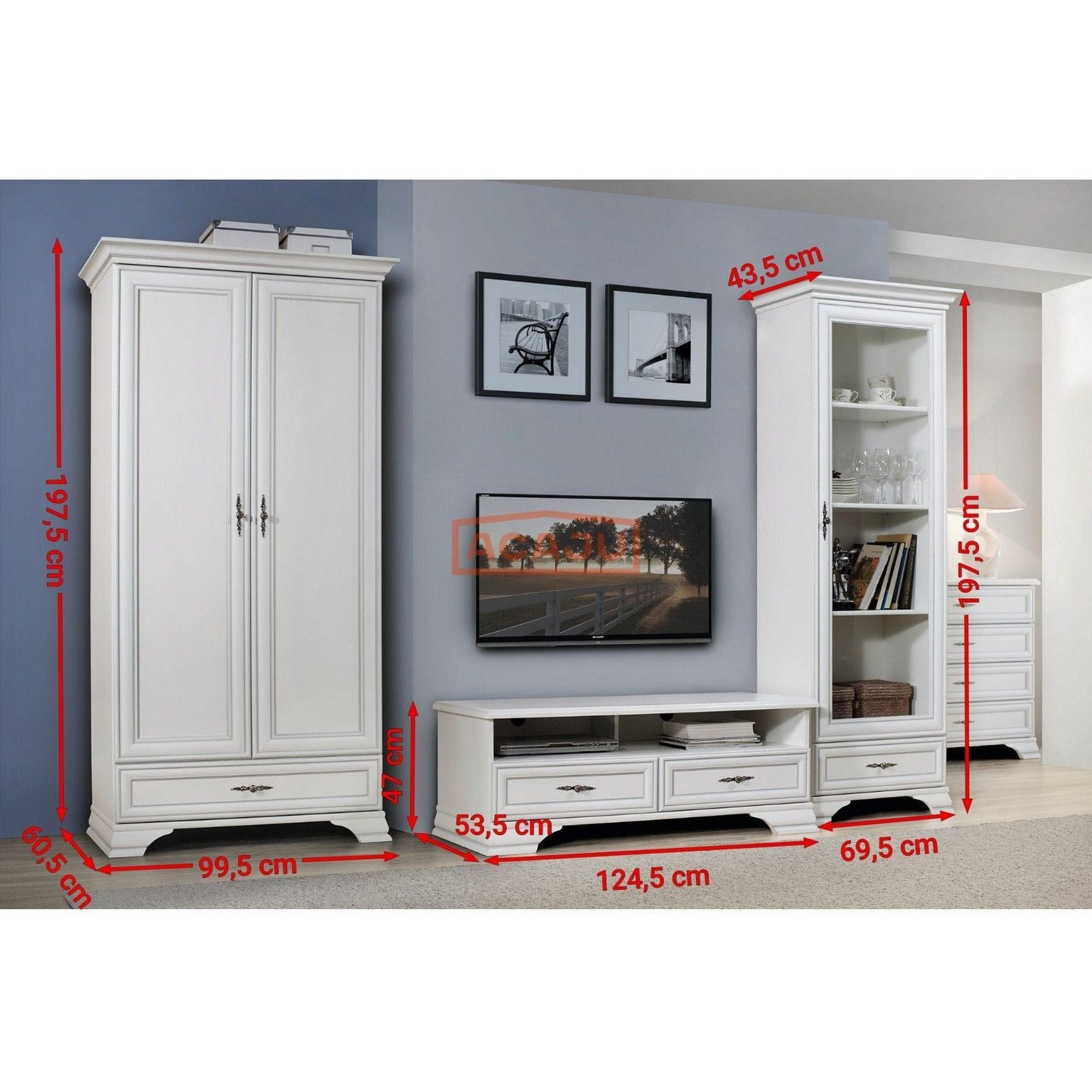 Mobilier living IDENTO 2, alb, PAL, 3 piese