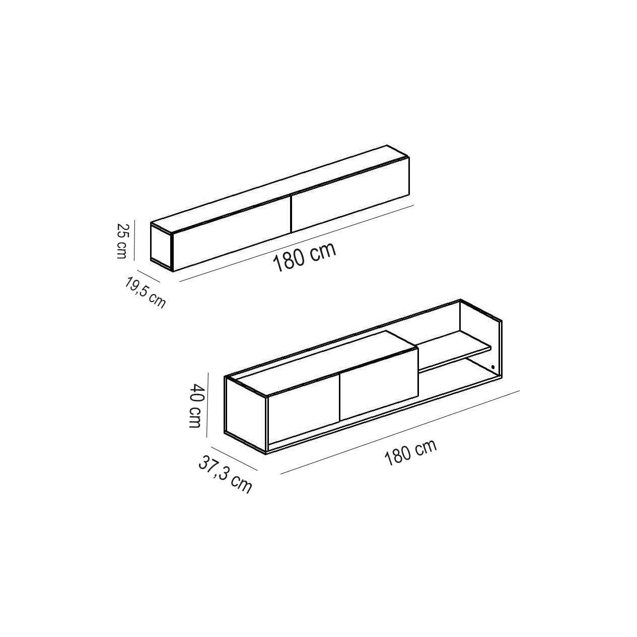 Mobilier living KALE, alb/stejar, PAL melaminat, 2 piese