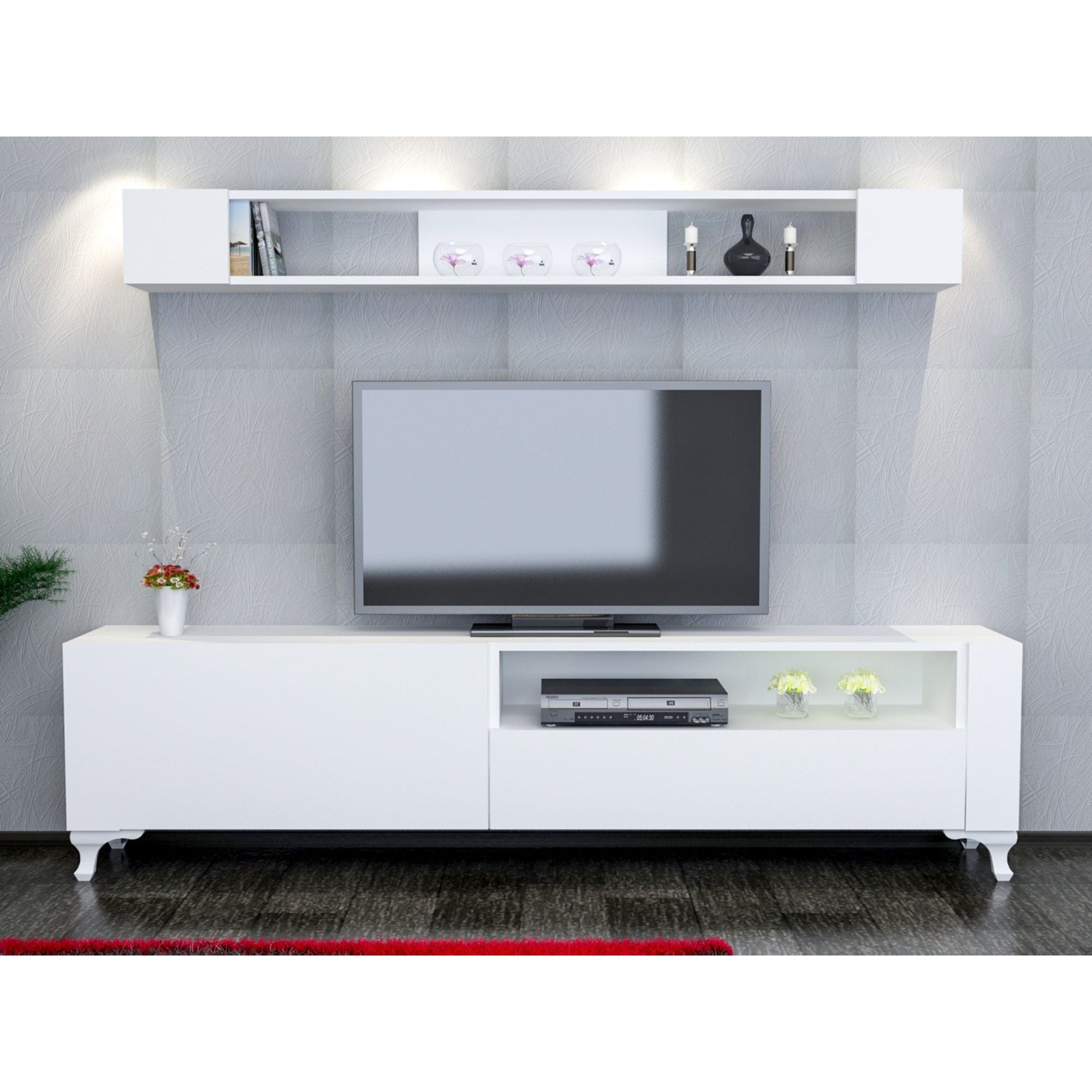 Mobilier living KAR, alb, PAL melaminat, 2 piese