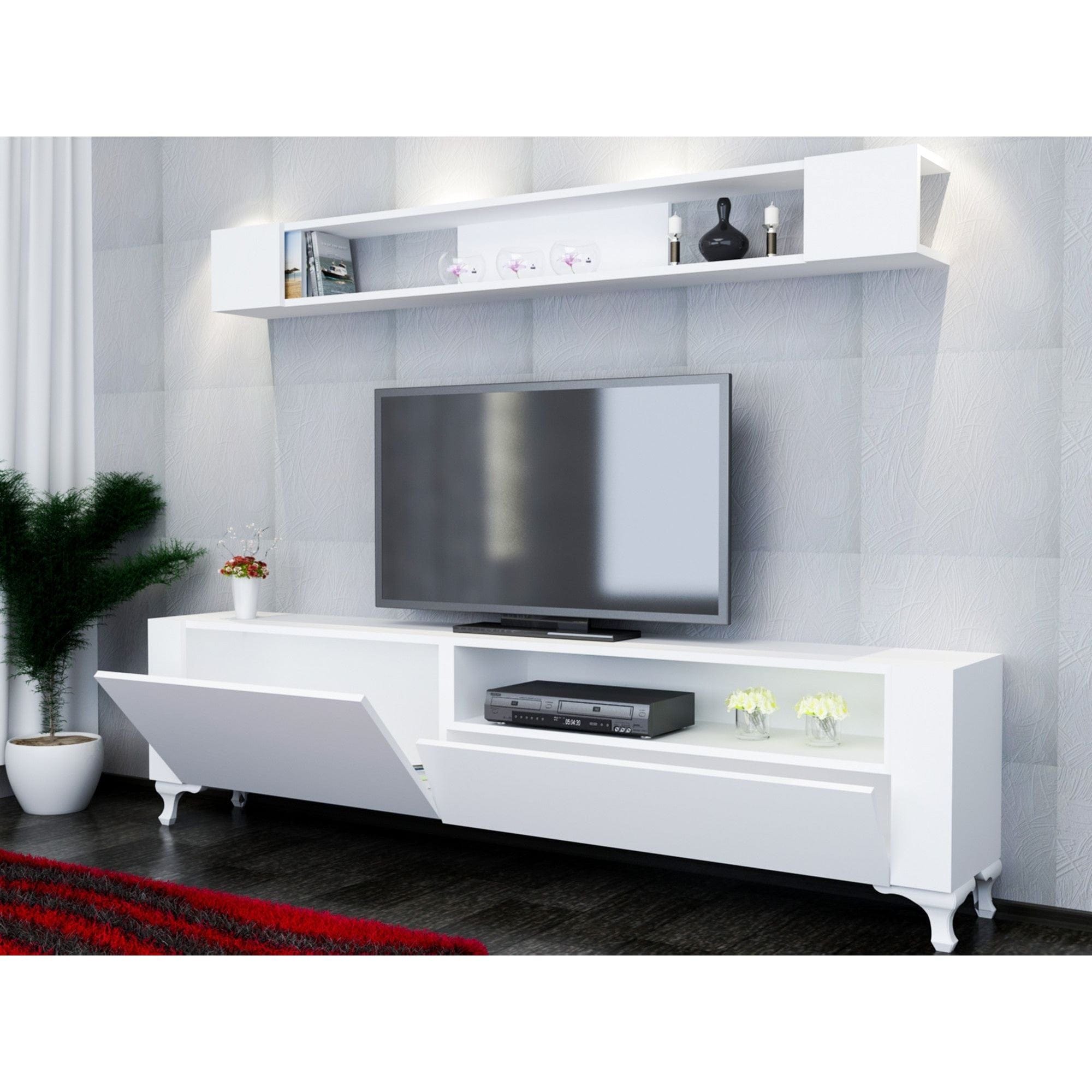 Mobilier living KAR, alb, PAL melaminat, 2 piese