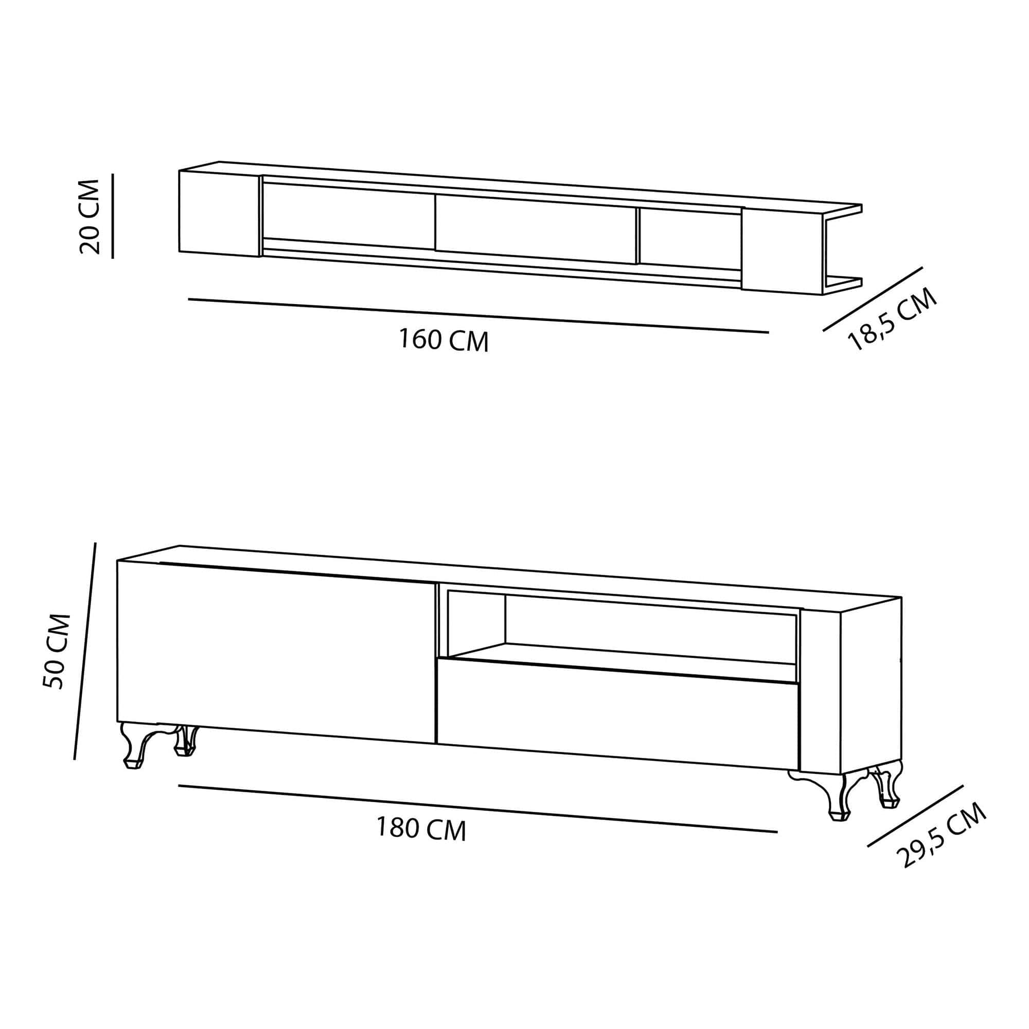 Mobilier living KAR, alb, PAL melaminat, 2 piese