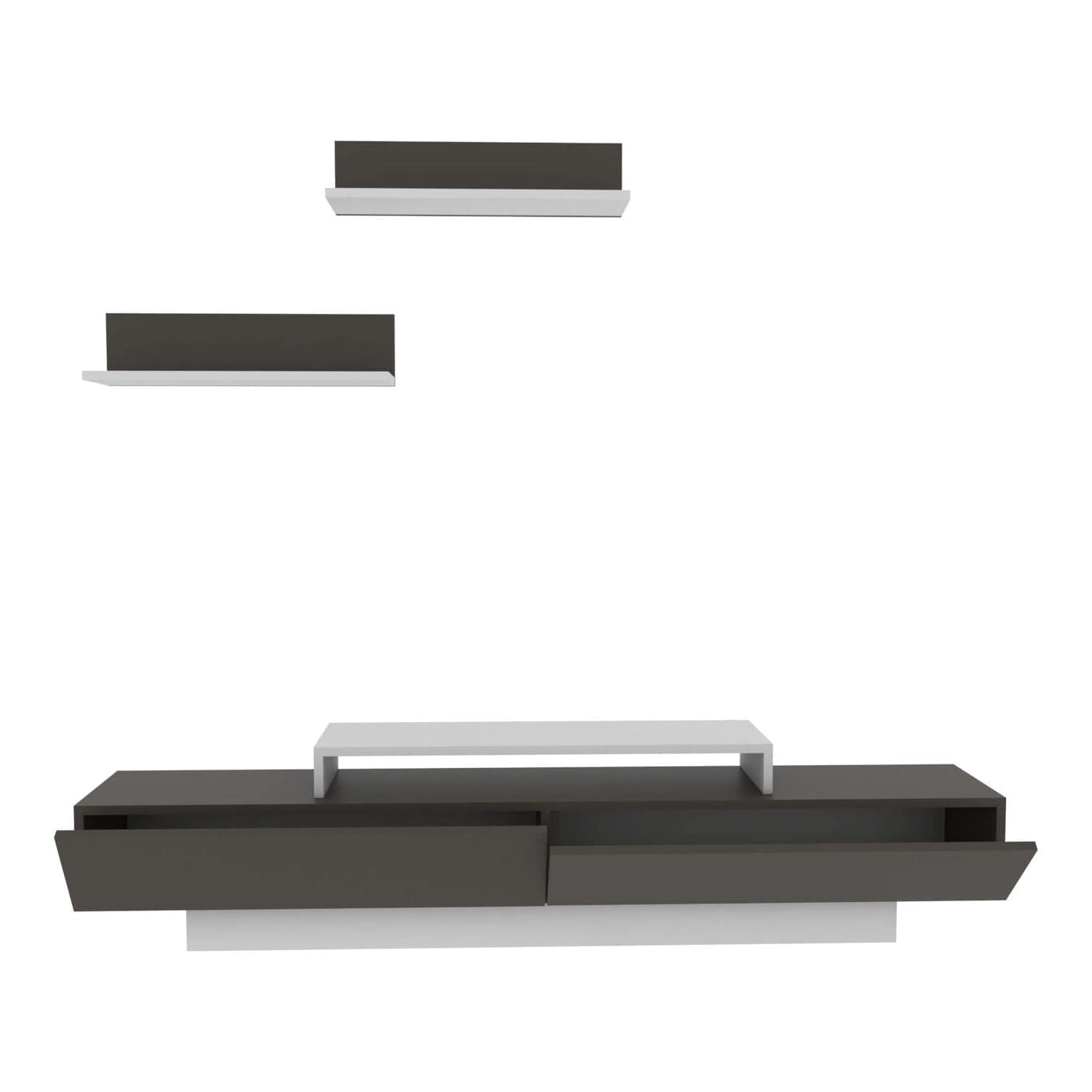 Mobilier living LUSI, maro/alb, PAL melaminat, 3 piese