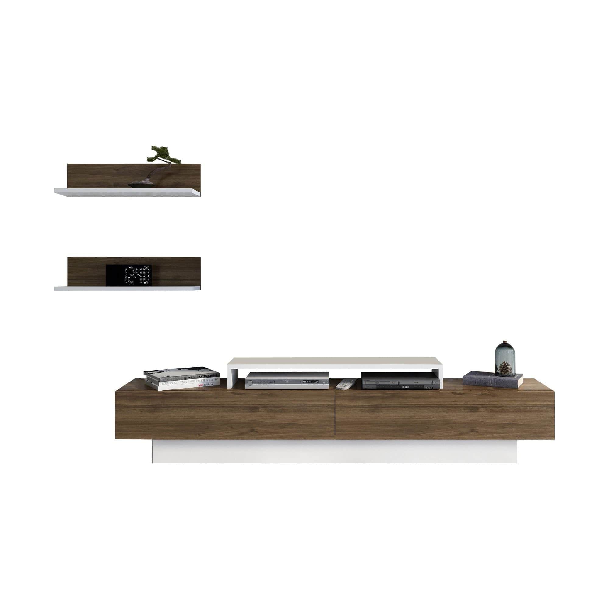 Mobilier living LUSI, nuc/alb, PAL melaminat, 3 piese