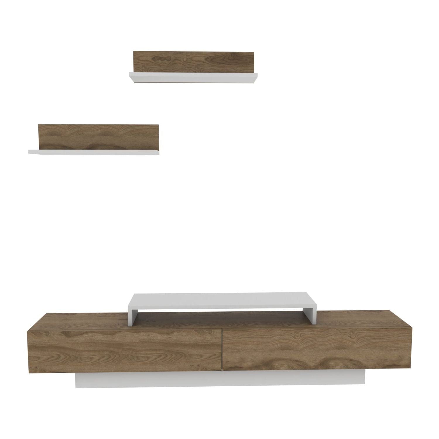 Mobilier living LUSI, stejar inchis/alb, PAL melaminat, 3 piese