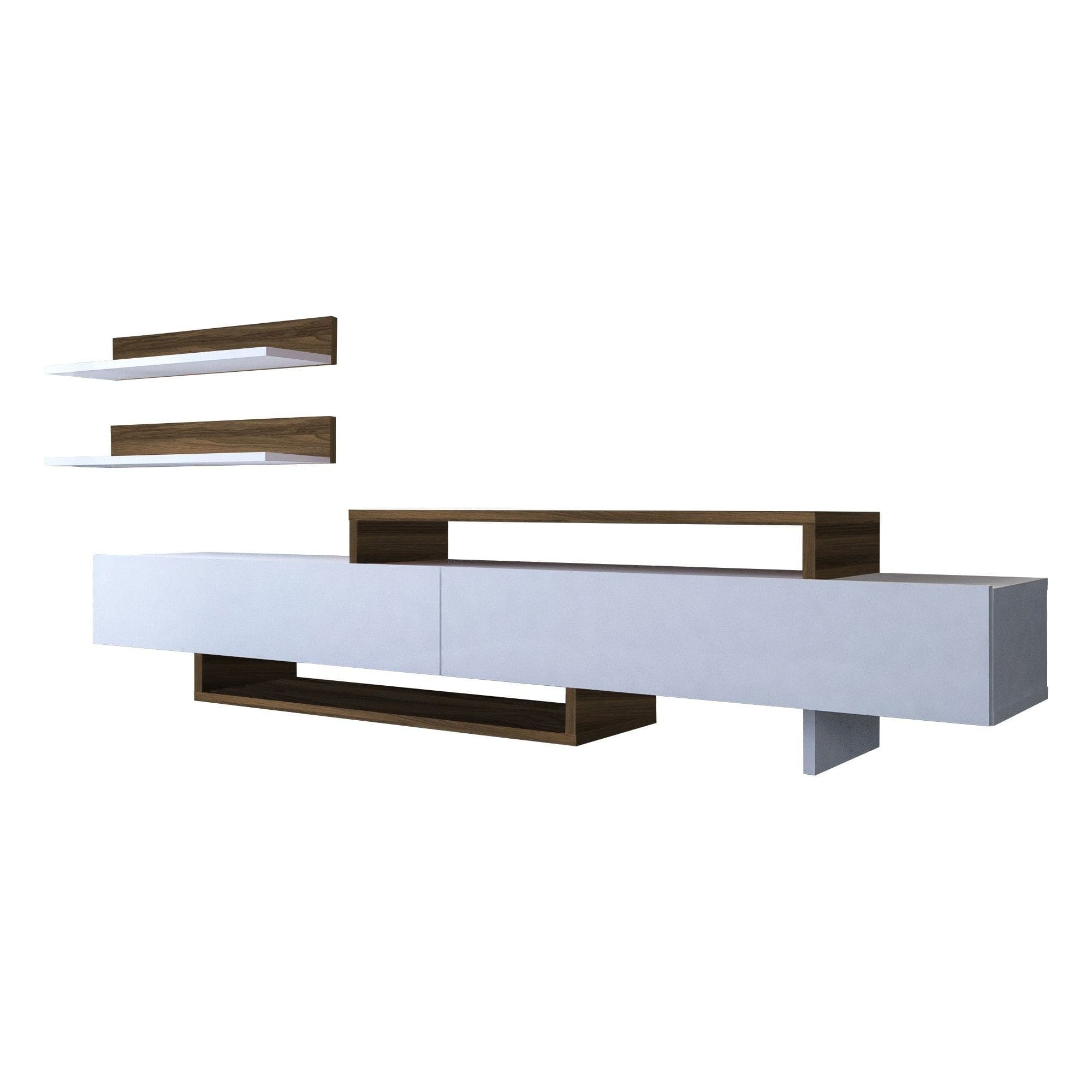 Mobilier living NIRVANA, alb/stejar inchis, PAL melaminat, 3 piese