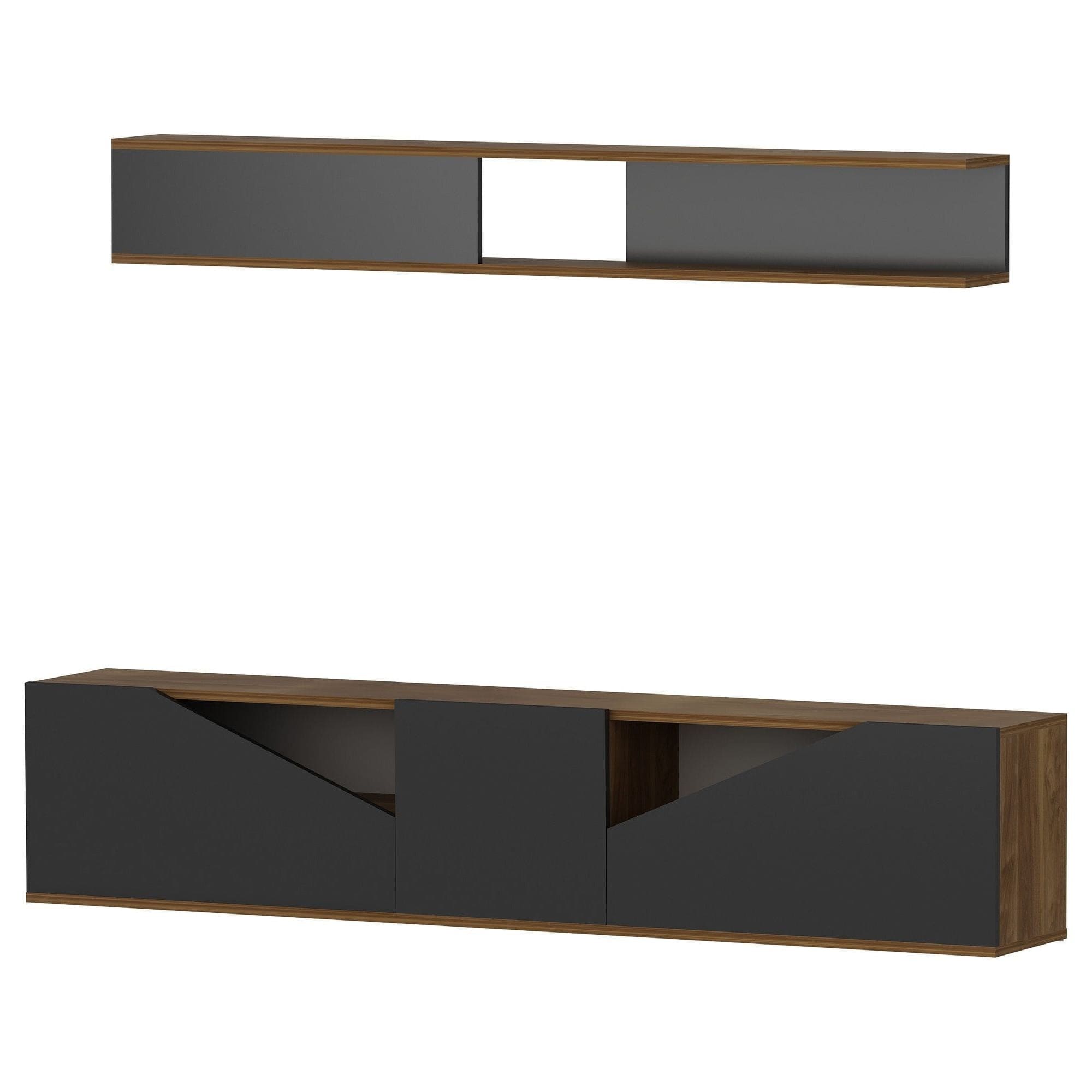 Mobilier living TAC, negru/nuc, PAL melaminat, 2 piese