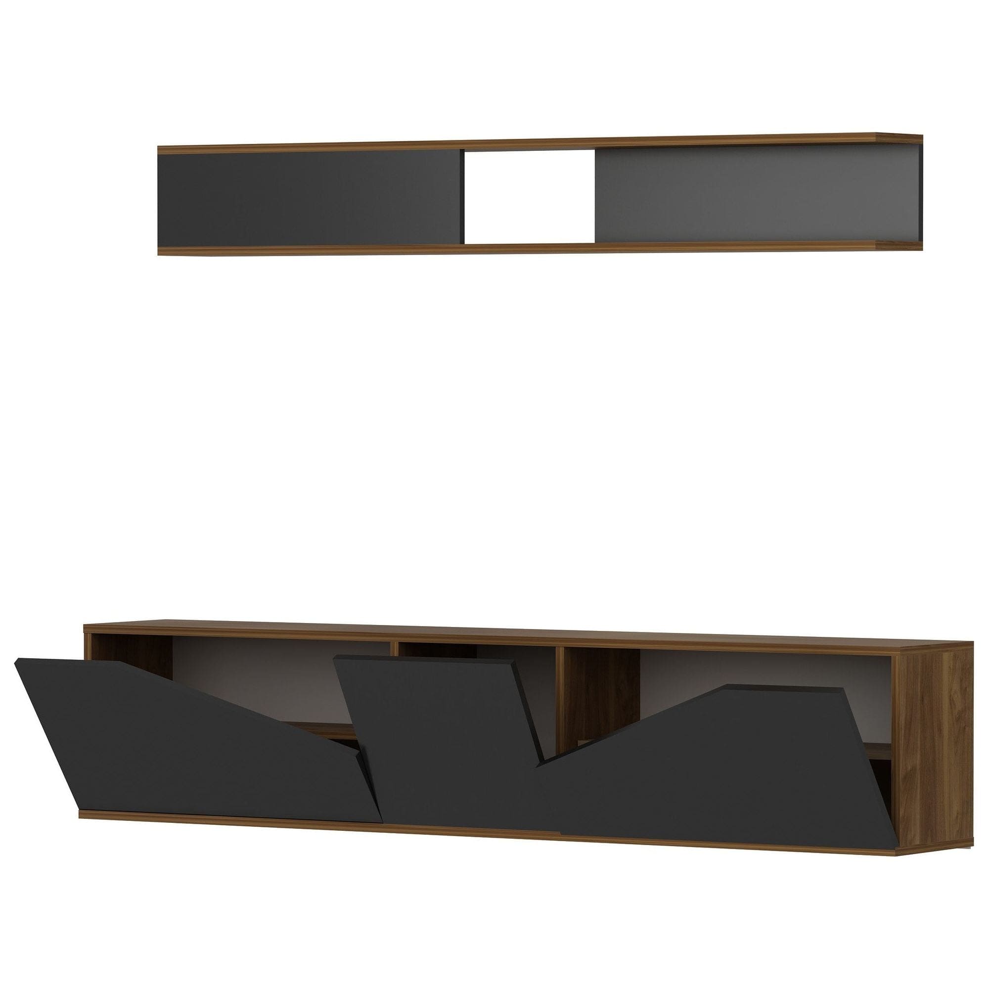 Mobilier living TAC, negru/nuc, PAL melaminat, 2 piese