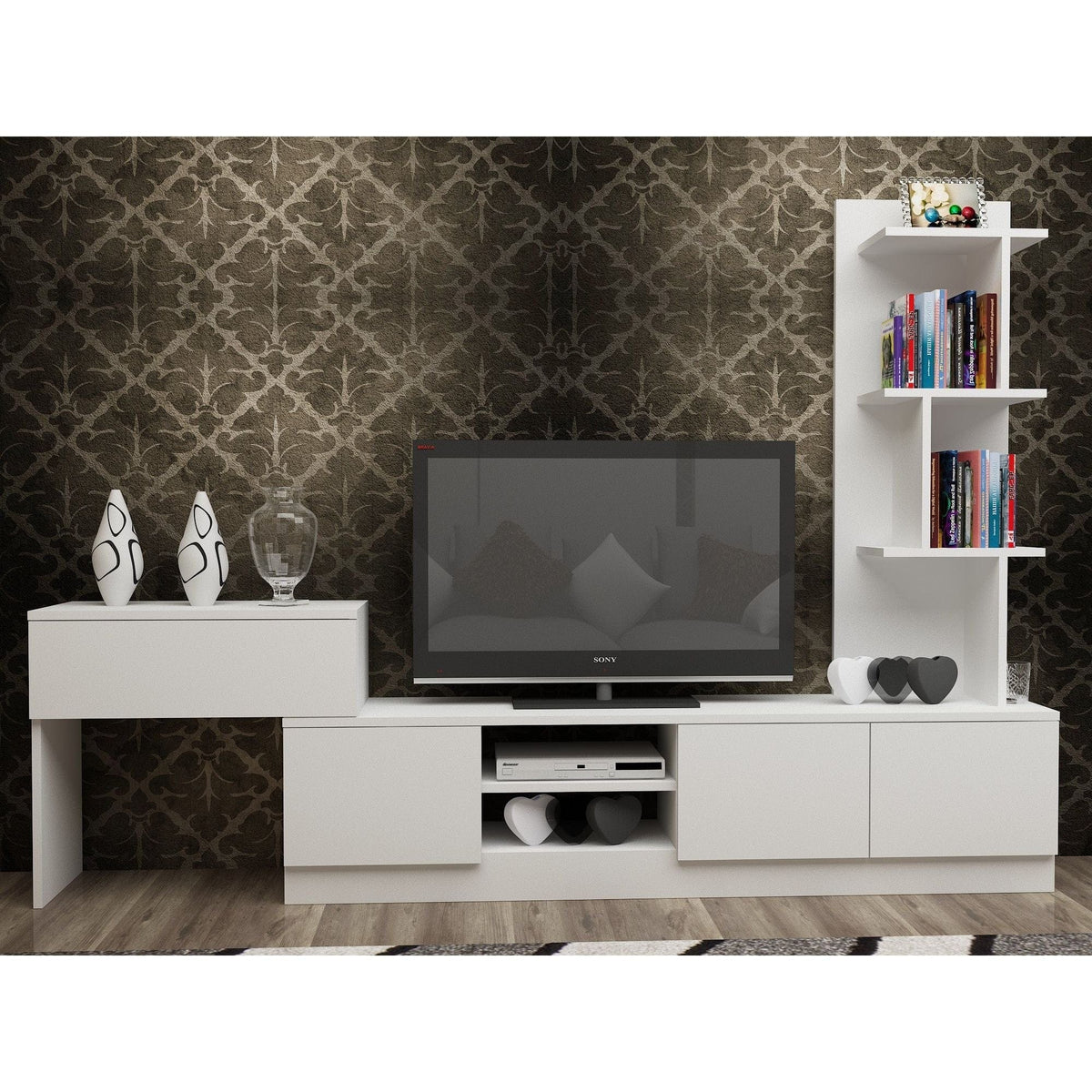 Mobilier living TEAM, alb, PAL melaminat, 3 piese