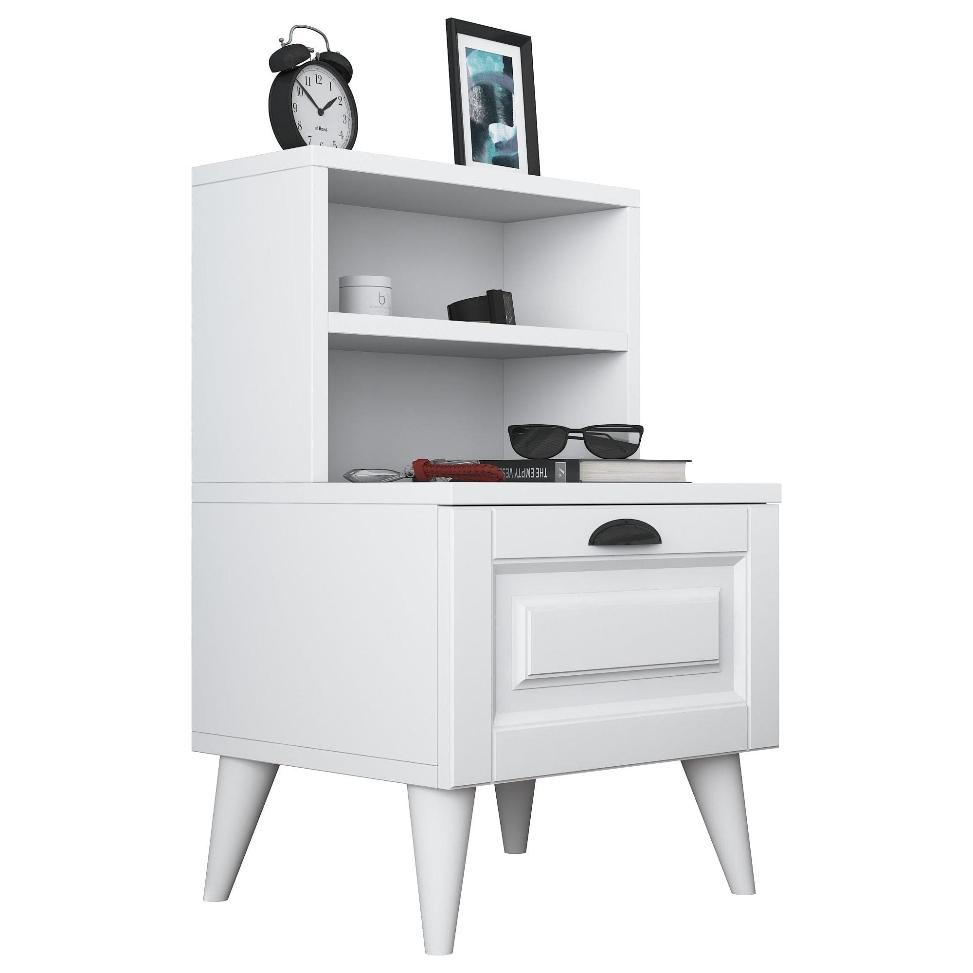 Noptiera BD105, alb, PAL melaminat, 40x45x75 cm