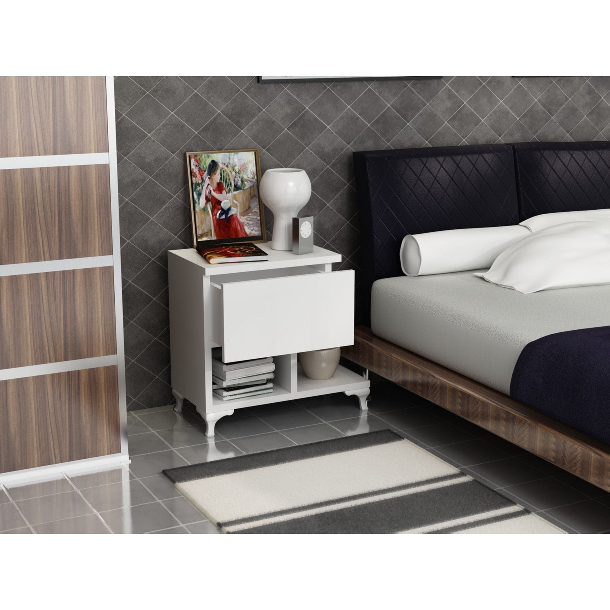 Noptiera Cast, alb, PAL, 47x33x47 cm