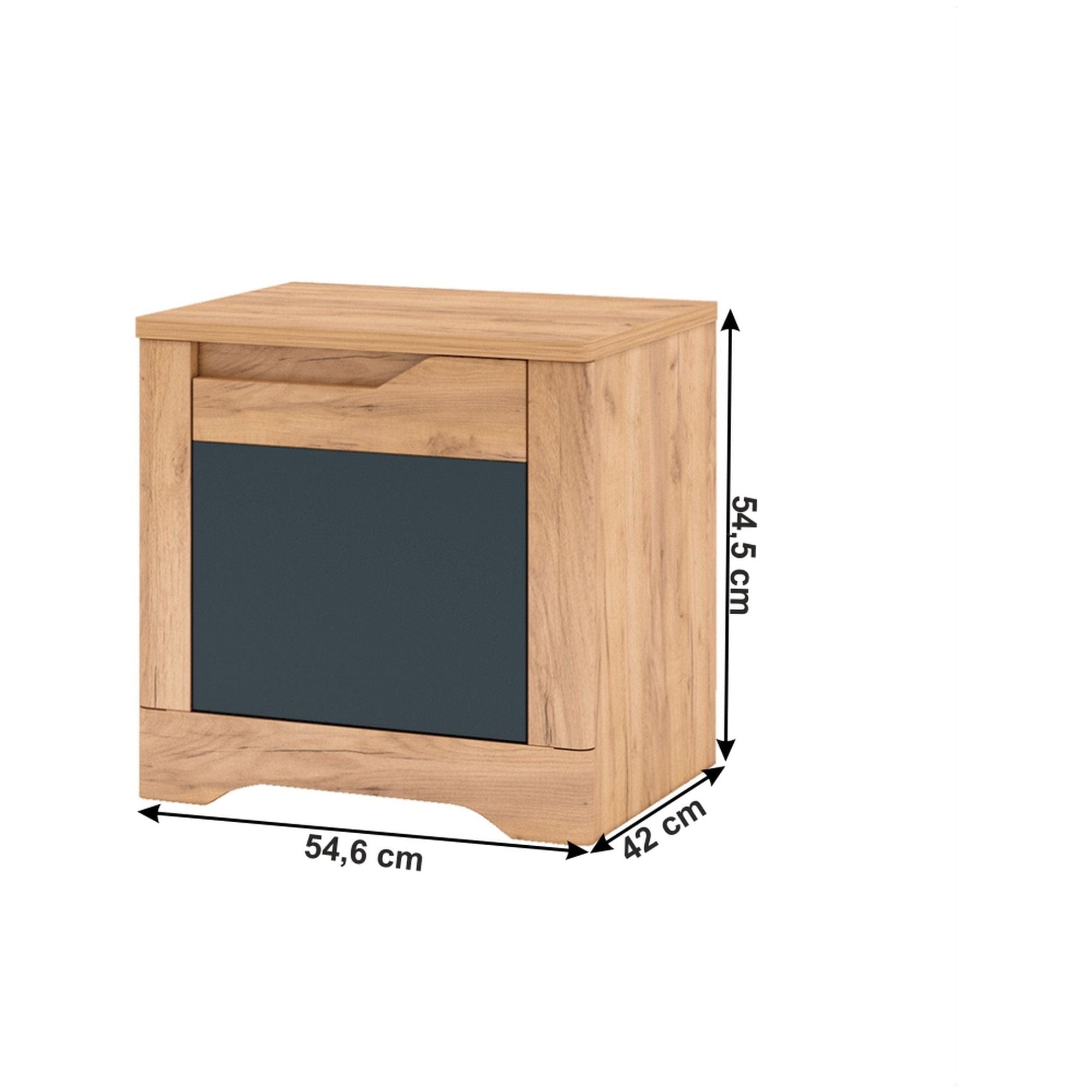 Noptiera FIDEL X2, stejar artisan/gri grafit, PAL laminat, 55x42x55 cm