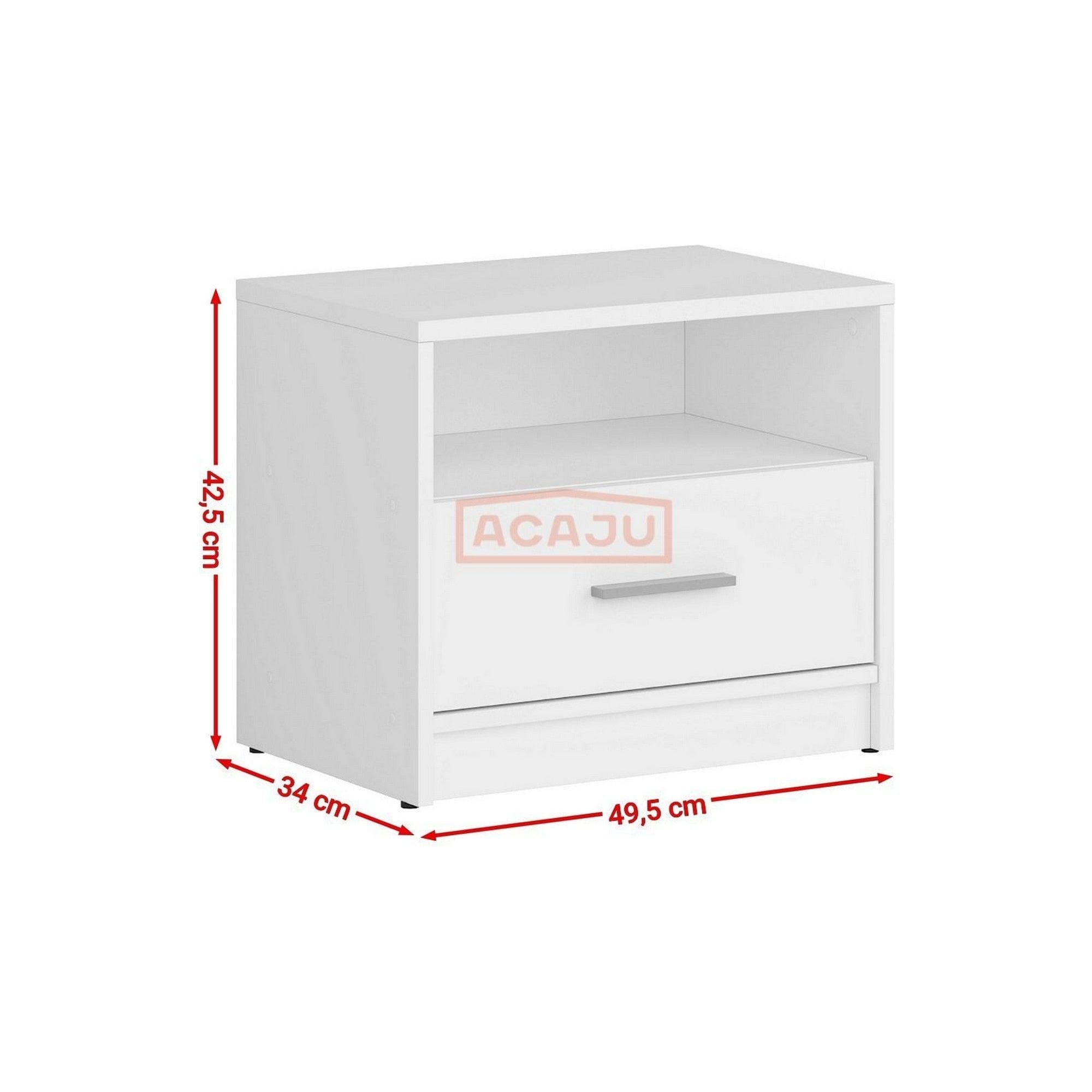 Noptiera NEPO PLUS, alb/stejar sonoma, PAL, 50x34x43 cm