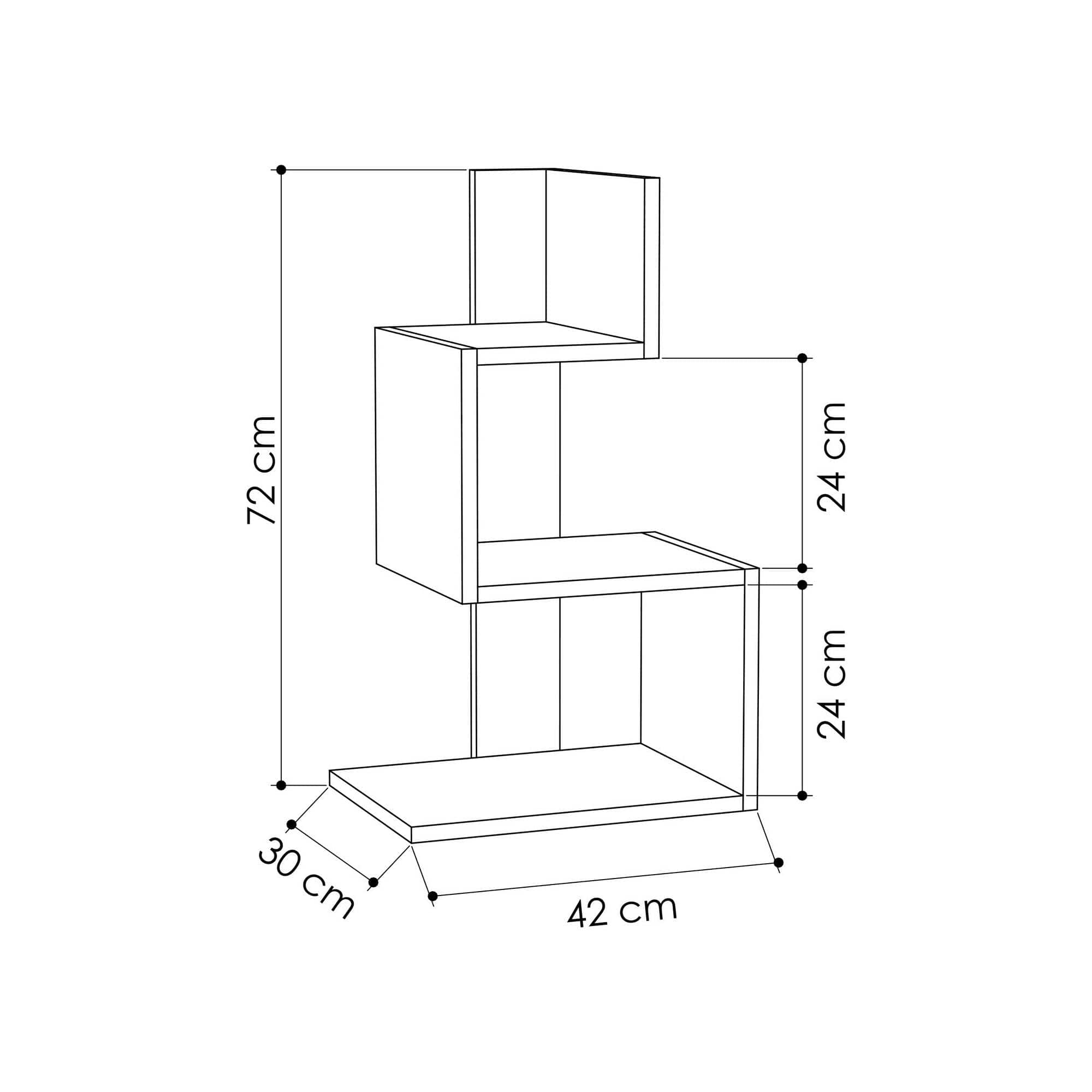 Noptiera Rosie, alb/stejar, PAL melaminat, 42x30x72 cm