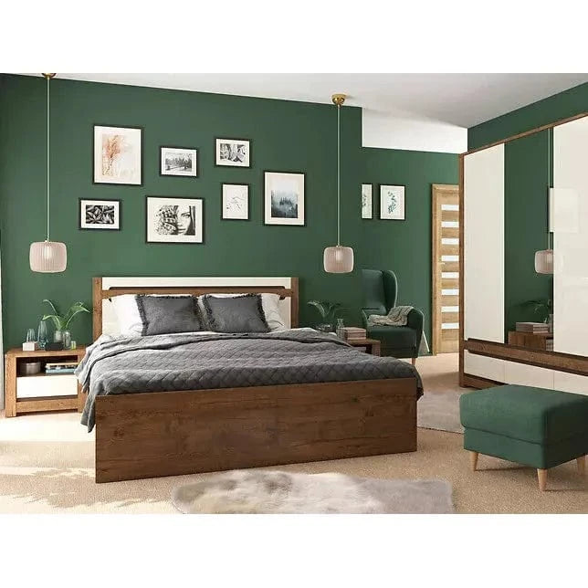 Noptiera RUSO, stejar inchis/crem, PAL, 55x46x44 cm