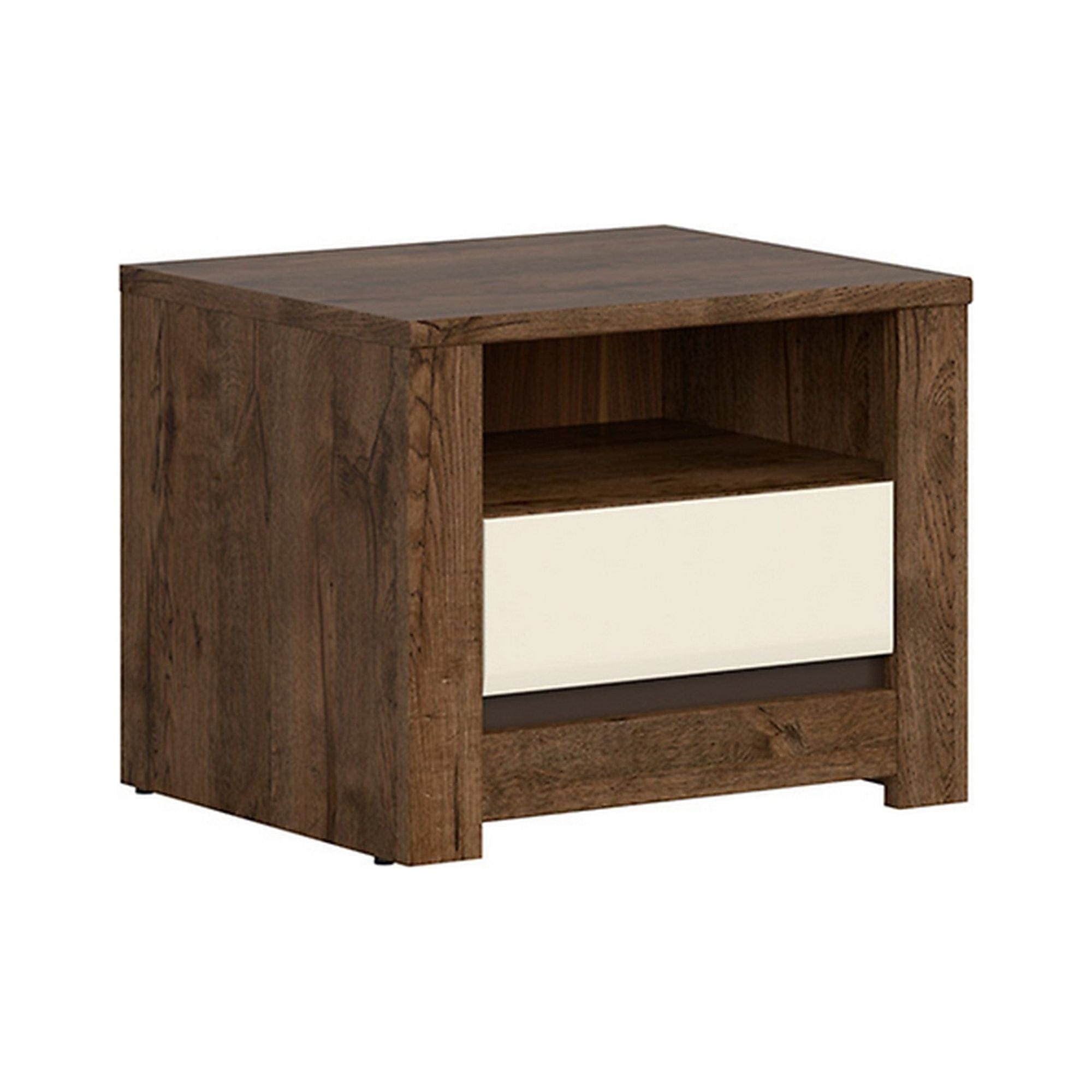 Noptiera RUSO, stejar inchis/crem, PAL, 55x46x44 cm