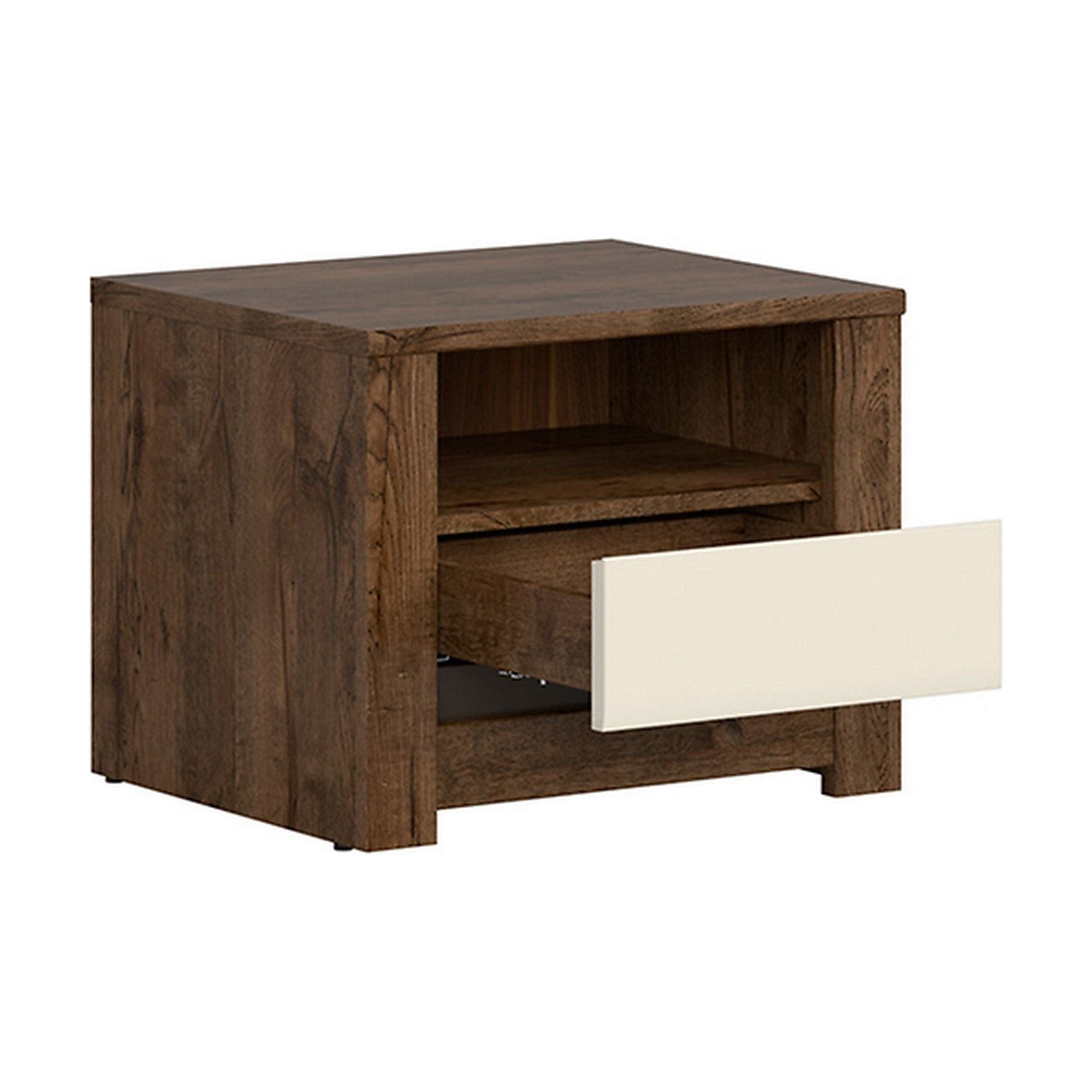 Noptiera RUSO, stejar inchis/crem, PAL, 55x46x44 cm