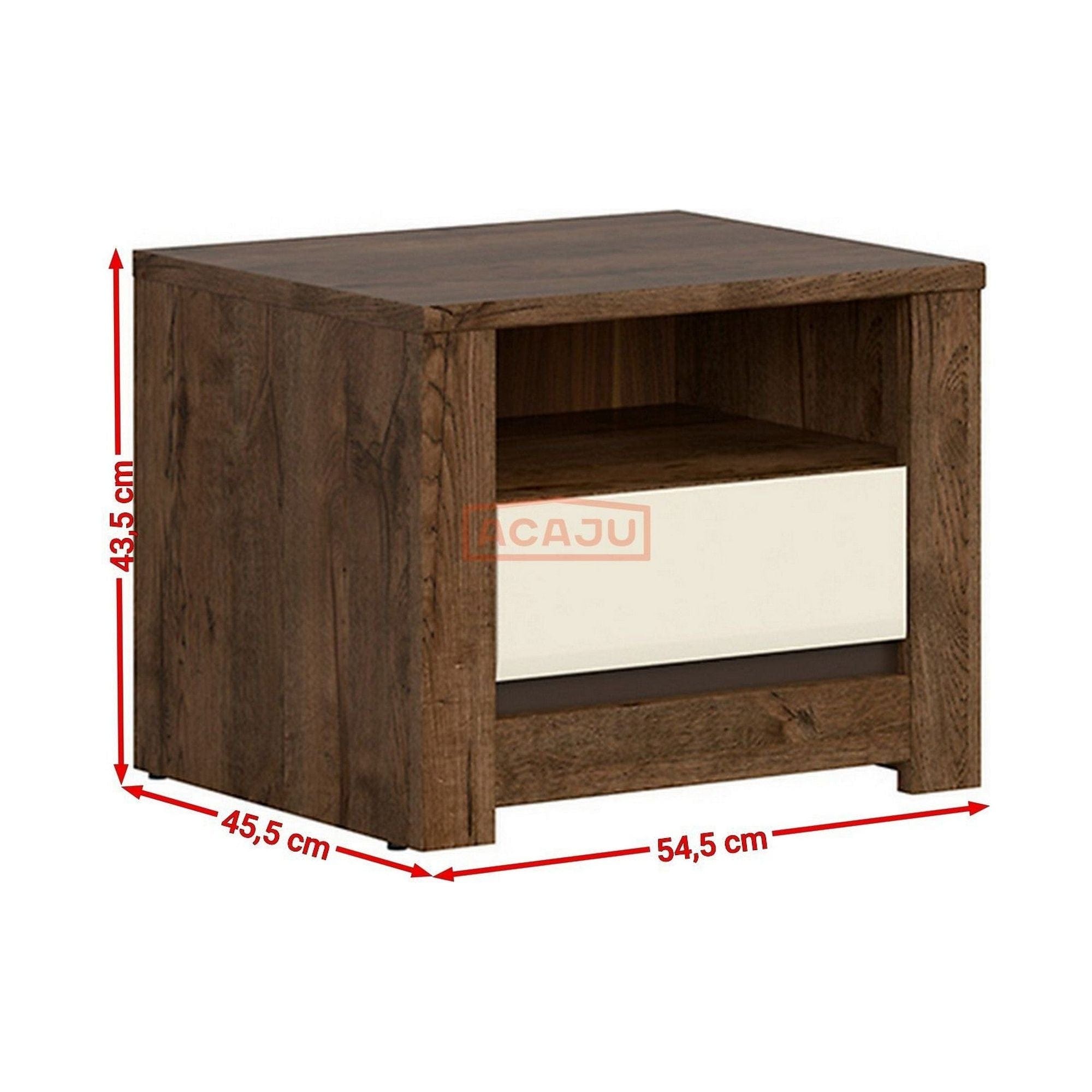 Noptiera RUSO, stejar inchis/crem, PAL, 55x46x44 cm